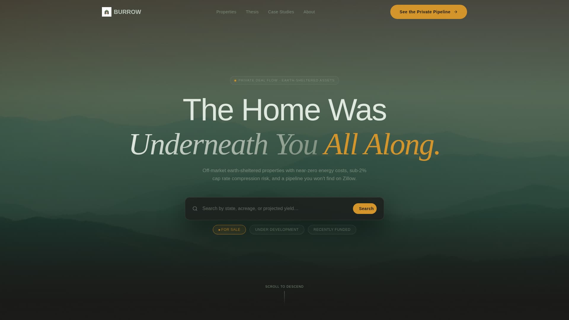 Burrow - Hidden Earth Sheltered Landing Page Template