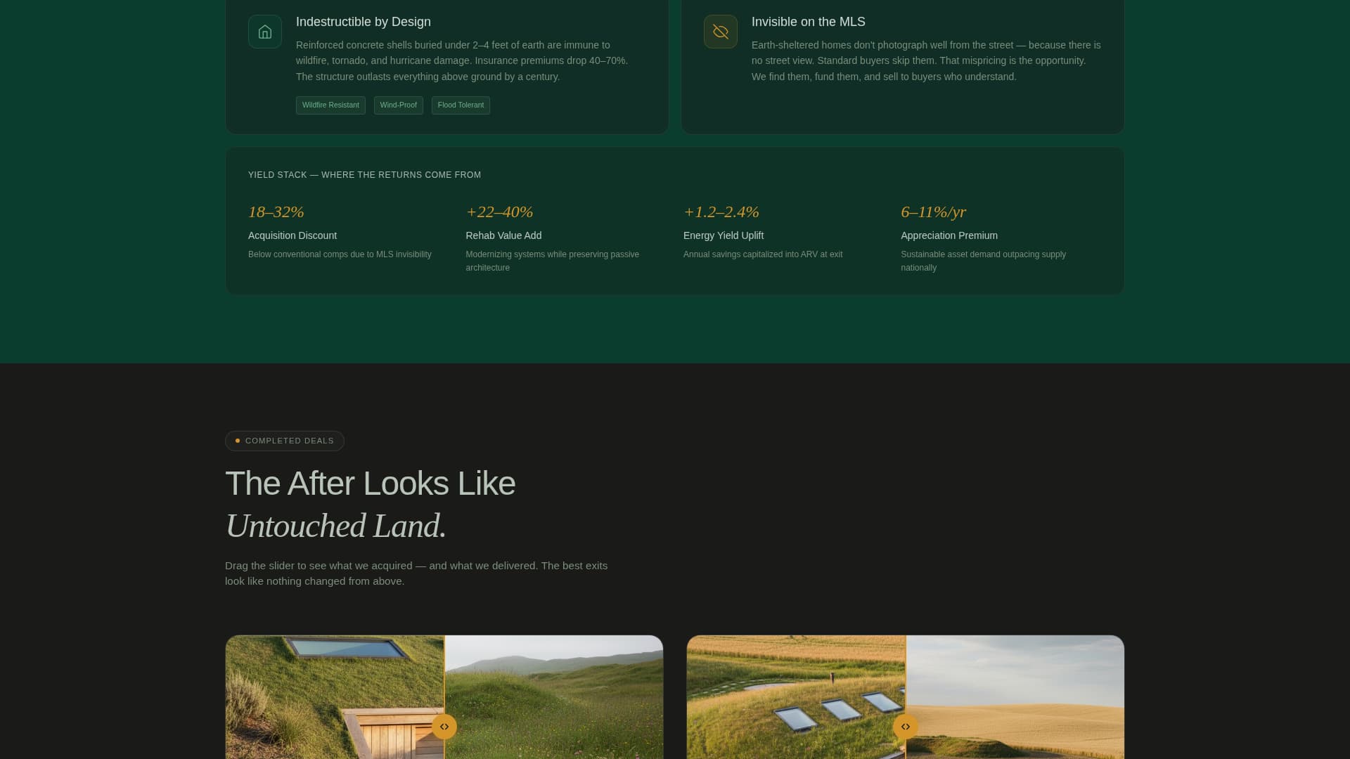 Burrow - Hidden Earth Sheltered Landing Page Template