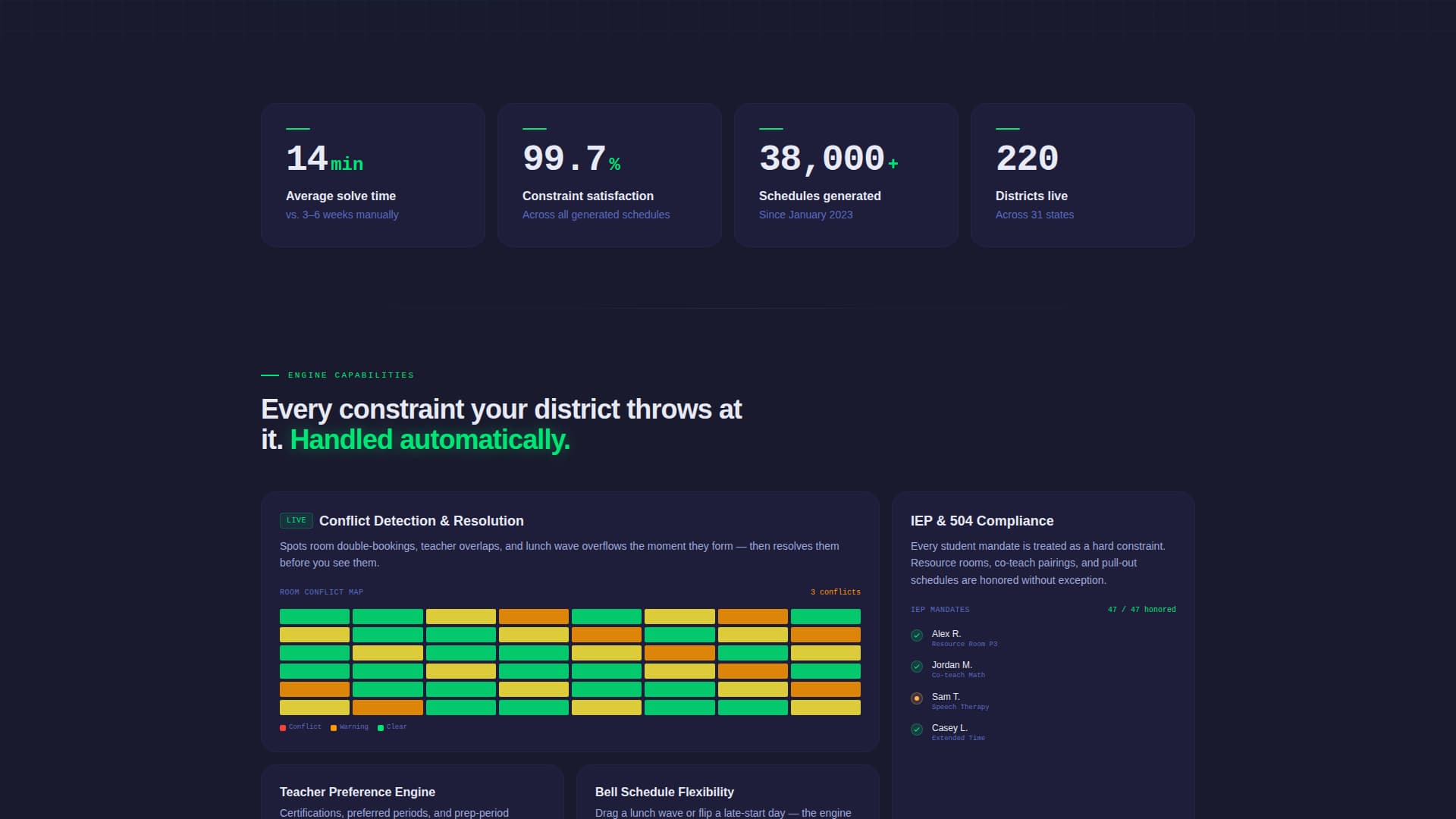 Scheduler - Conflictfree Education Landing Page Template