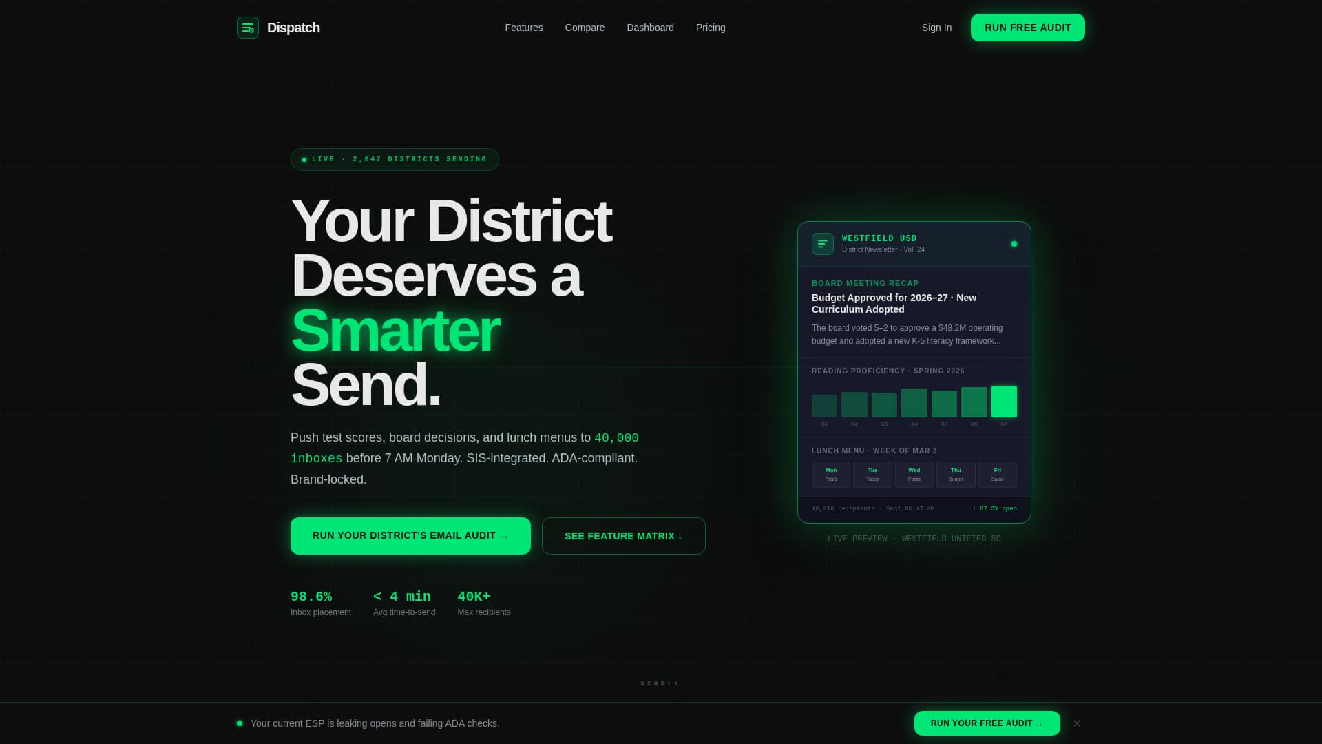 Dispatch - Powerful K-12 Landing Page Template