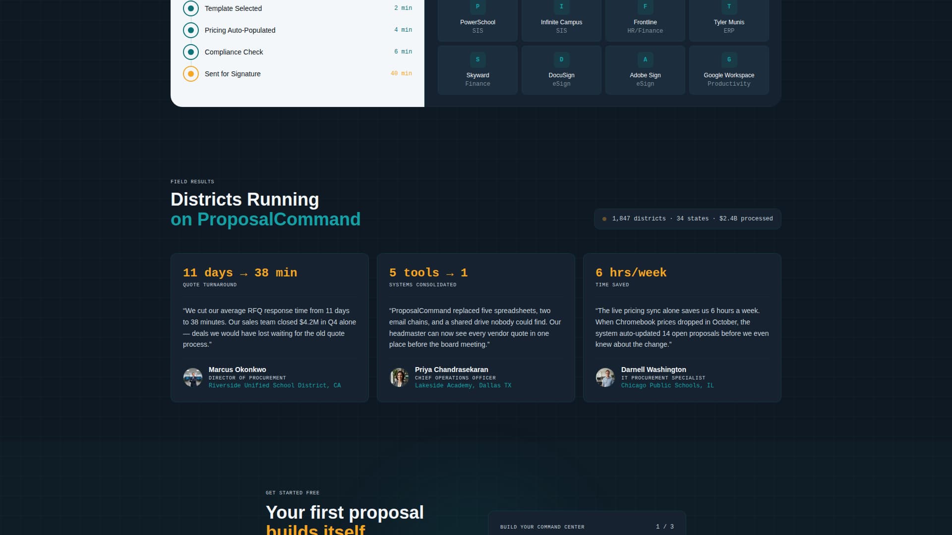 ProposalCommand - Streamlined Education Landing Page Template