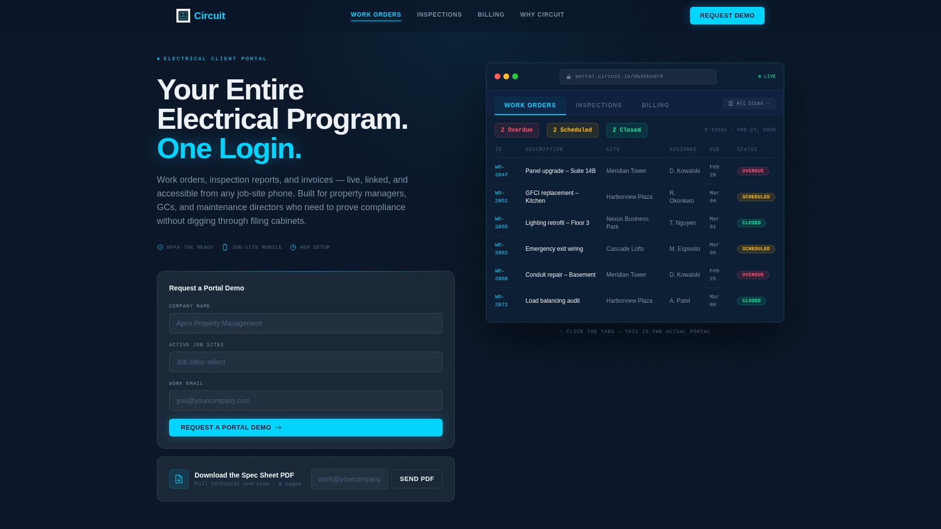 Circuit - Powerful Electrical Portal Landing Page Template