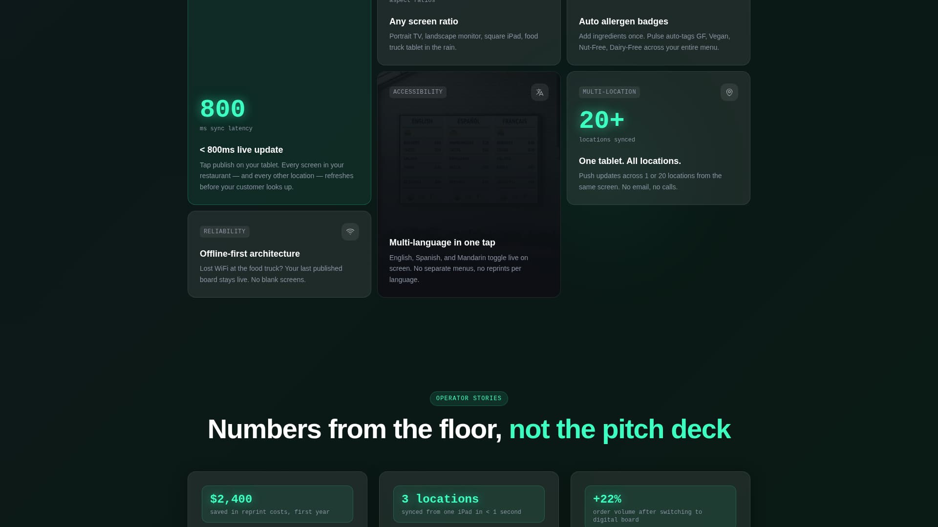 Pulse - Electric Menu Landing Page Template