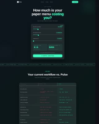Pulse - Electric Menu Landing Page Template