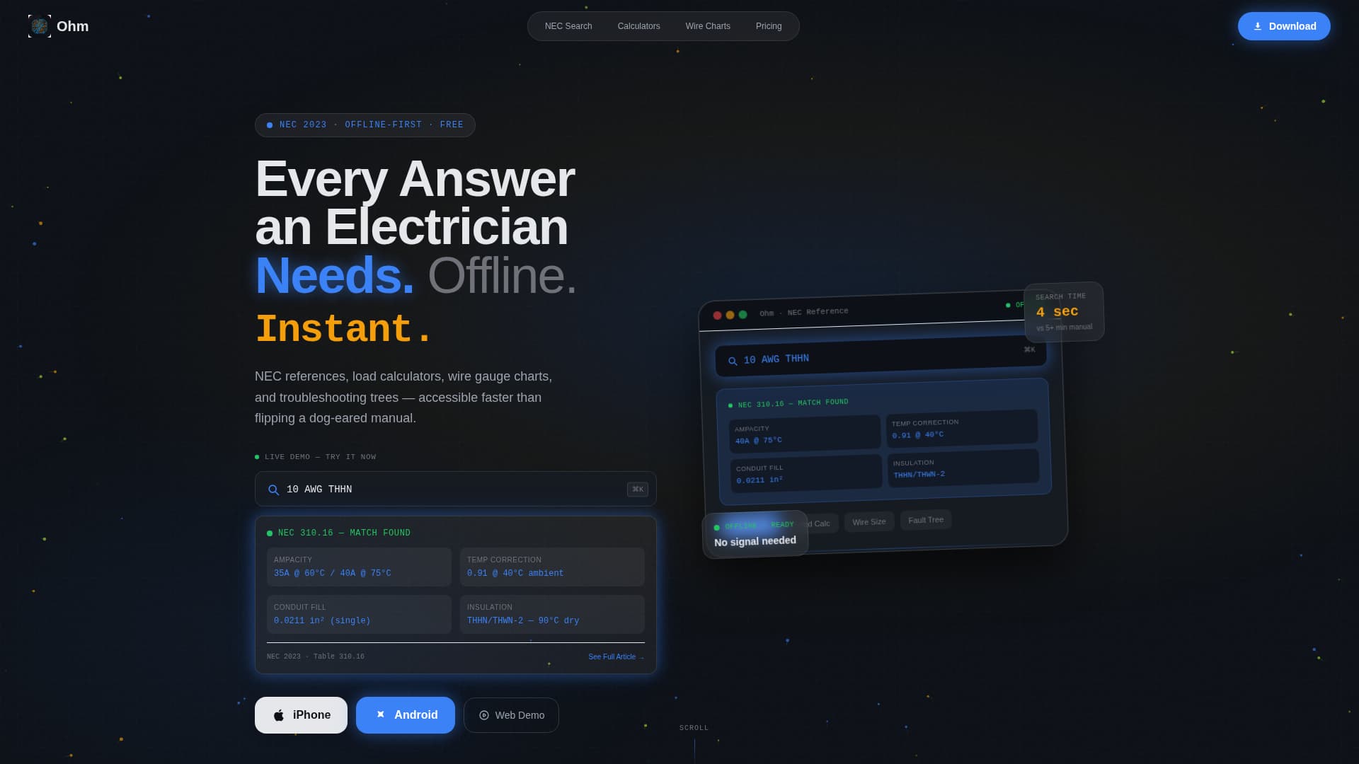 Ohm - Powerful Electrician Landing Page Template