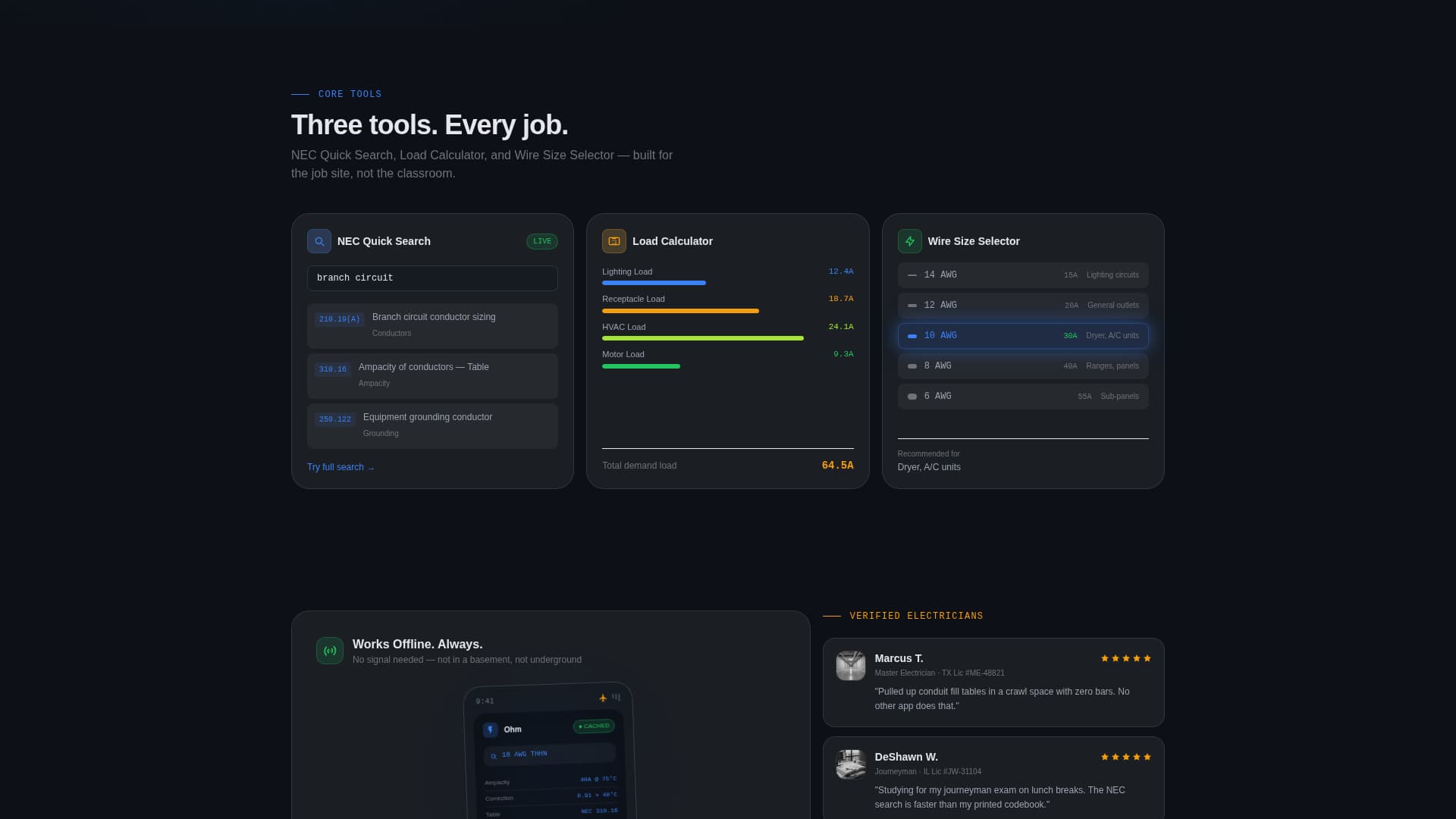 Ohm - Powerful Electrician Landing Page Template