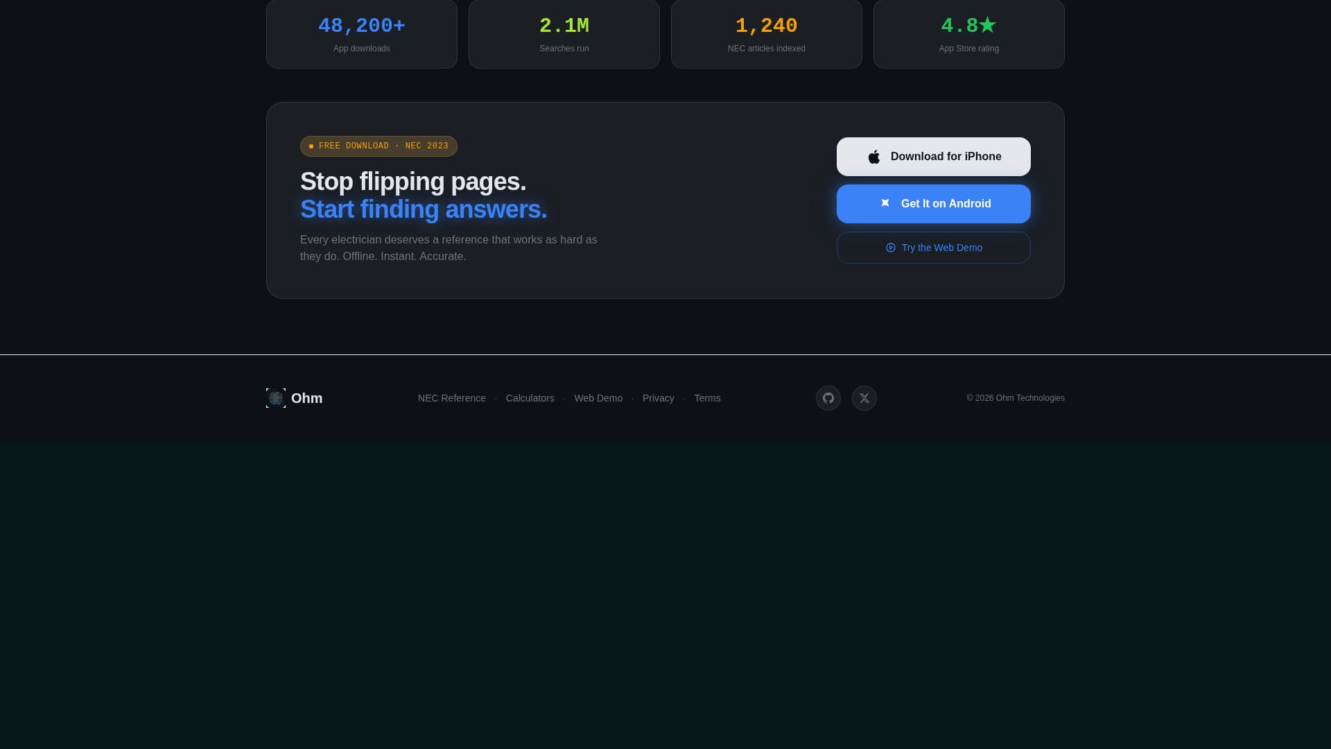 Ohm - Powerful Electrician Landing Page Template