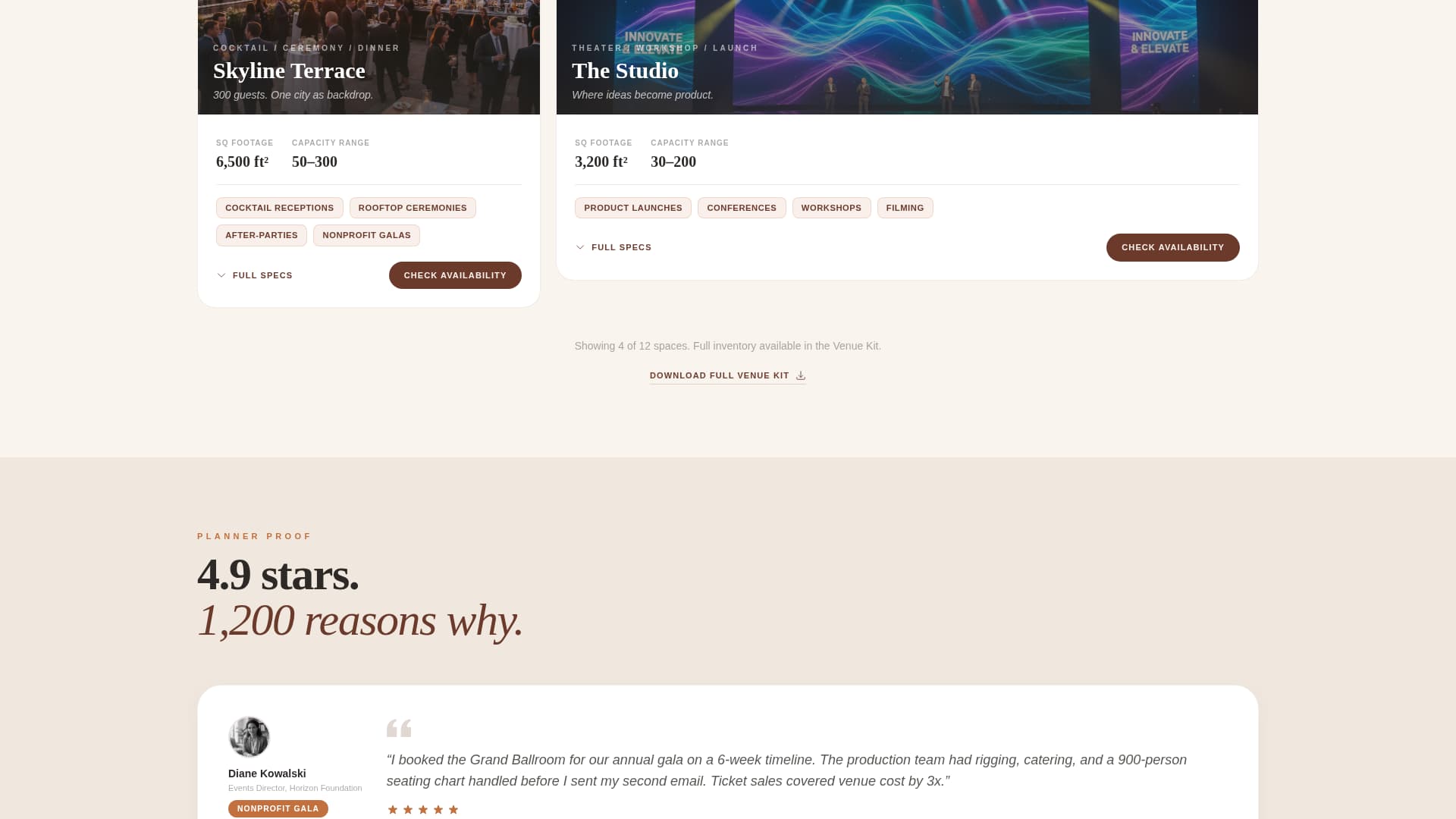 Venue - Stunning Eventspace Landing Page Template