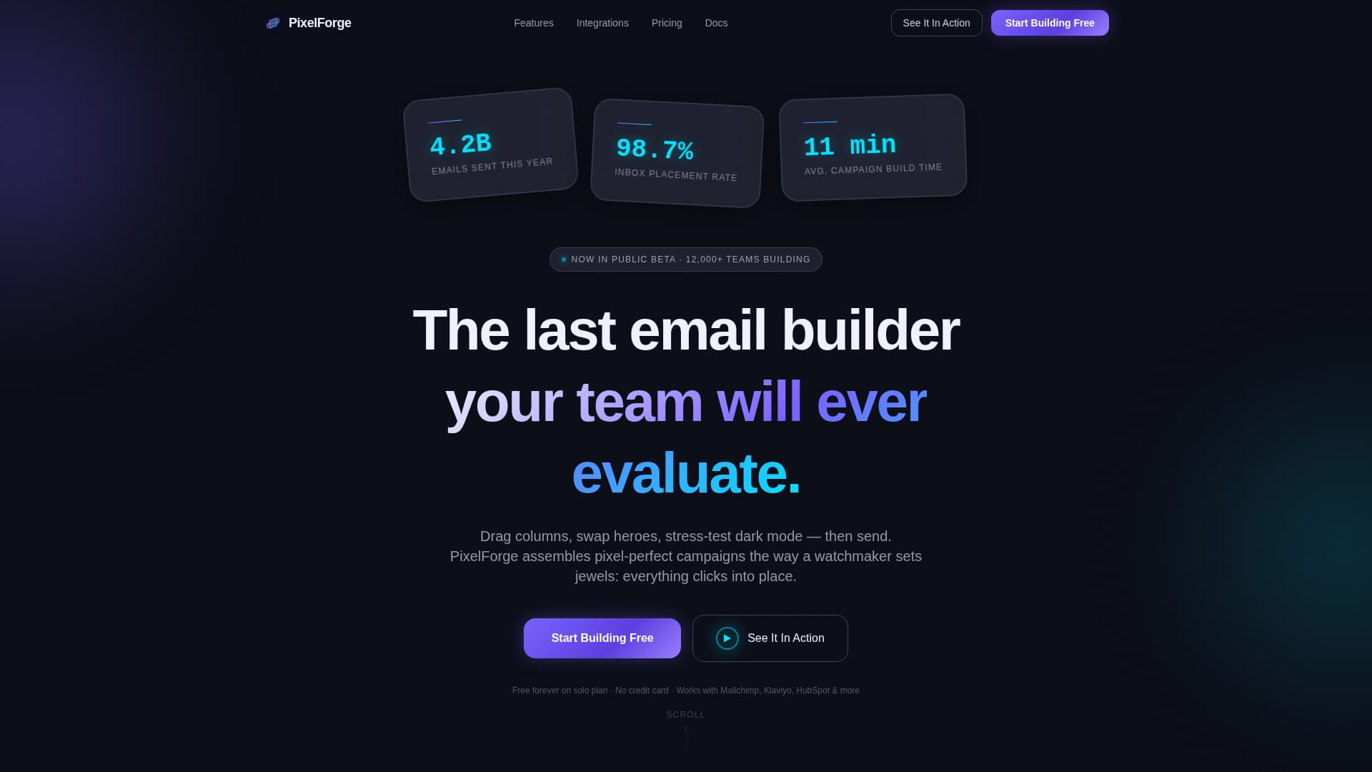 Pixelforge - Precision Email Builder Landing Page Template