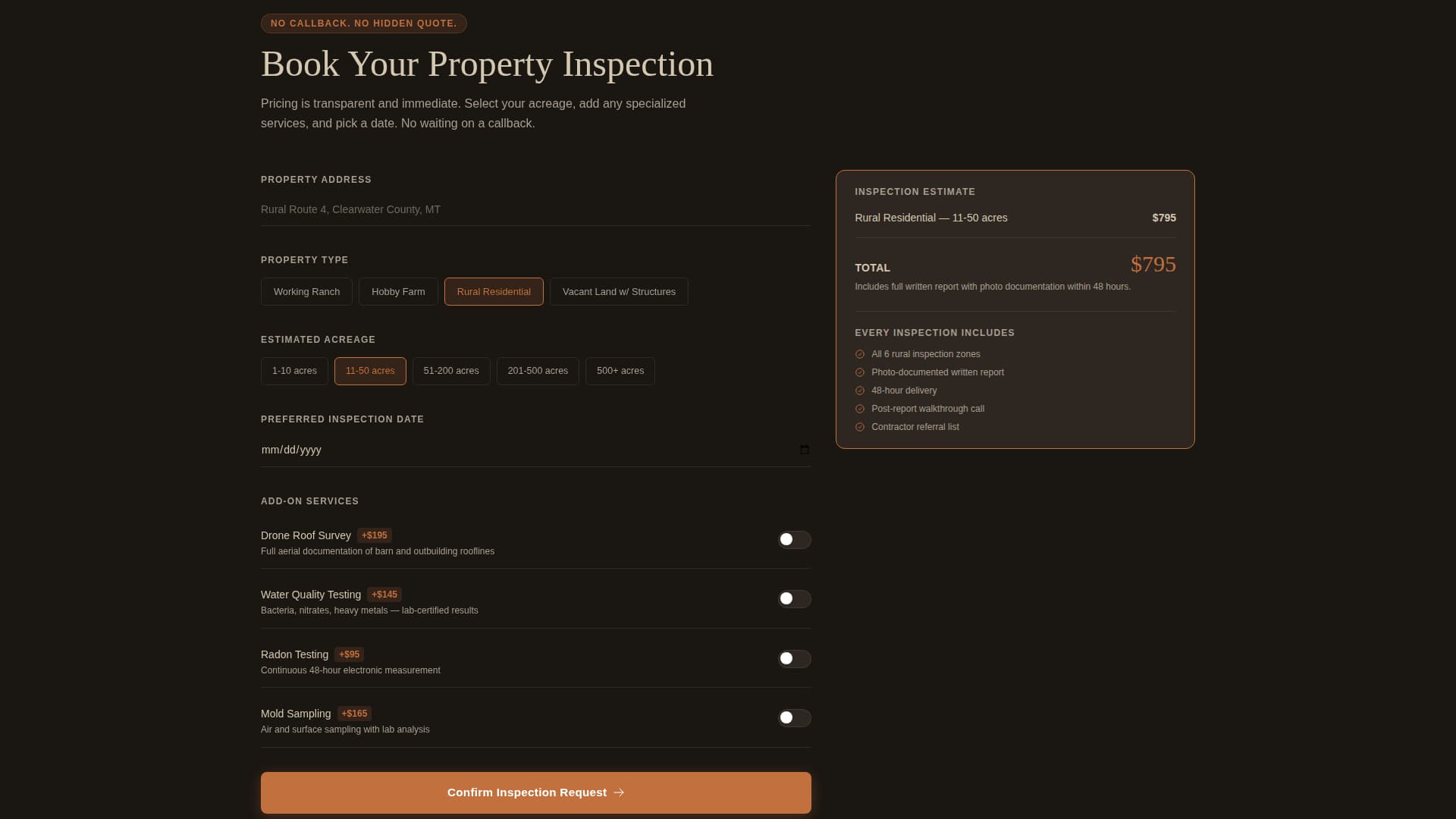 Homestead - Trusted Ranch Inspector Landing Page Template