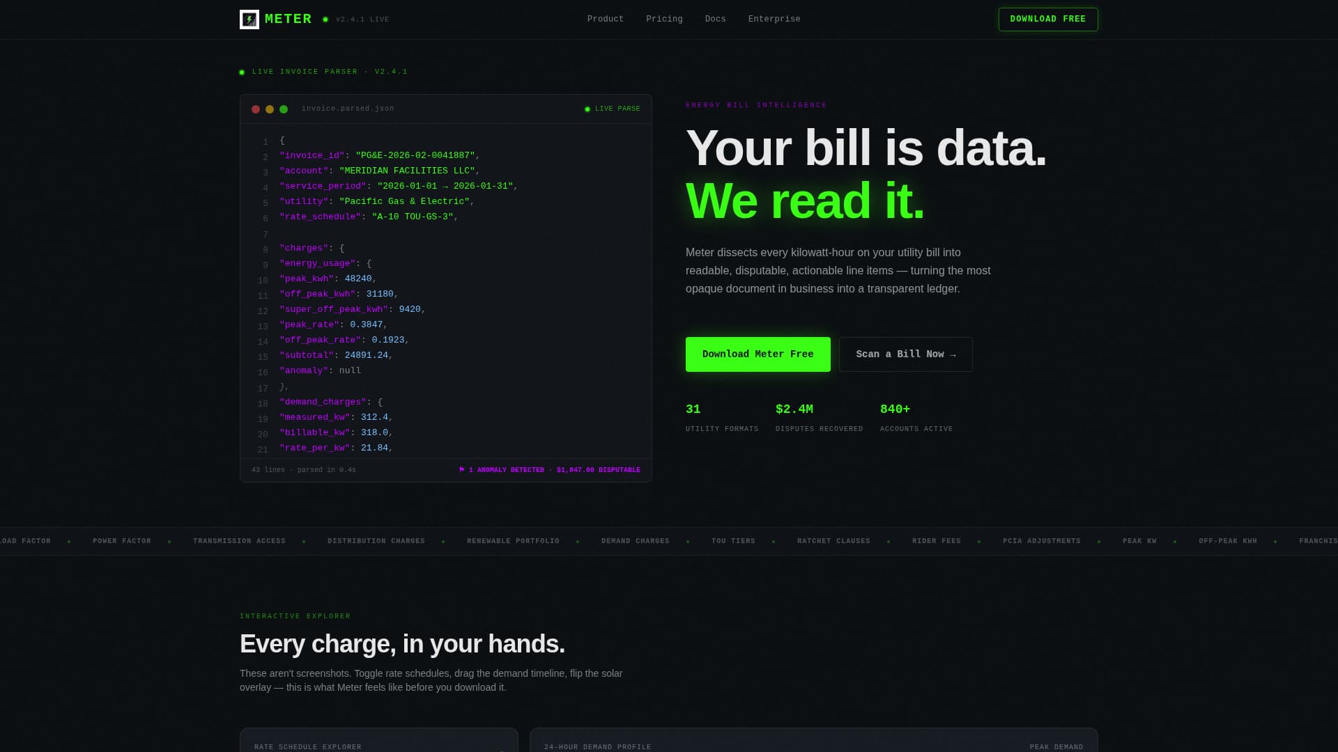 Meter - Transparent Energy Billing Landing Page Template