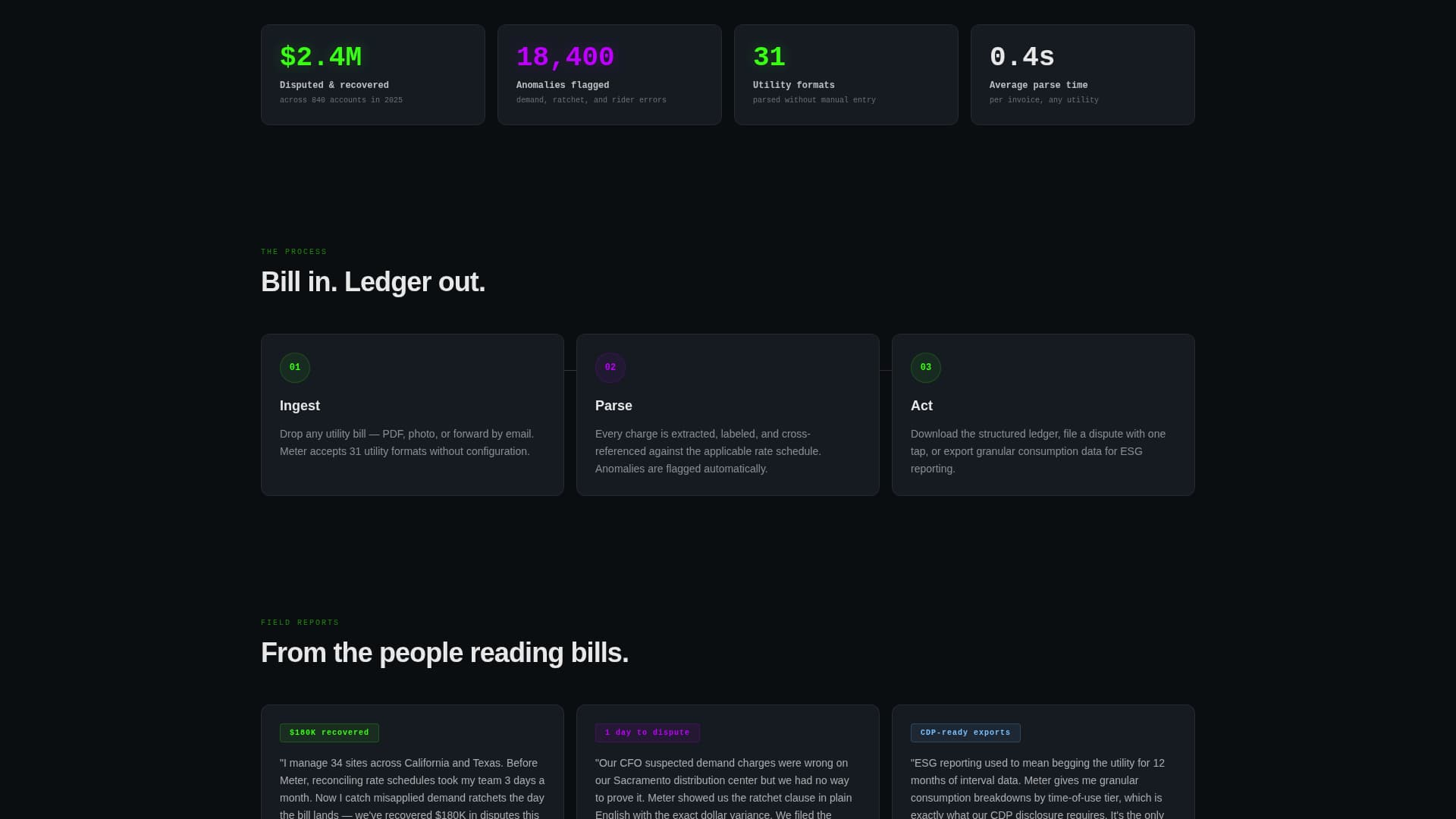 Meter - Transparent Energy Billing Landing Page Template