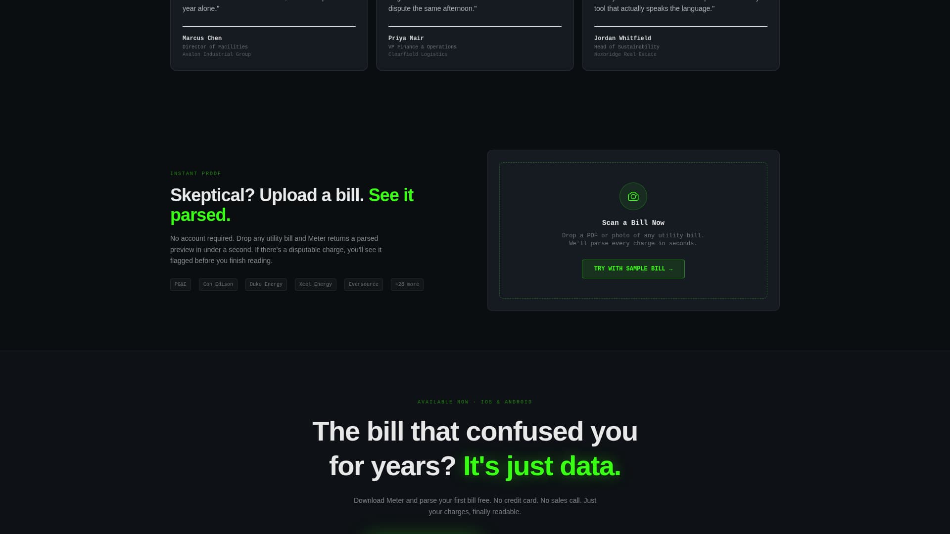 Meter - Transparent Energy Billing Landing Page Template