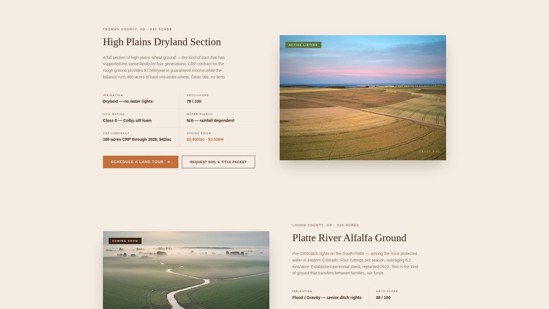 Parcel - Trusted Farmland Landing Page Template
