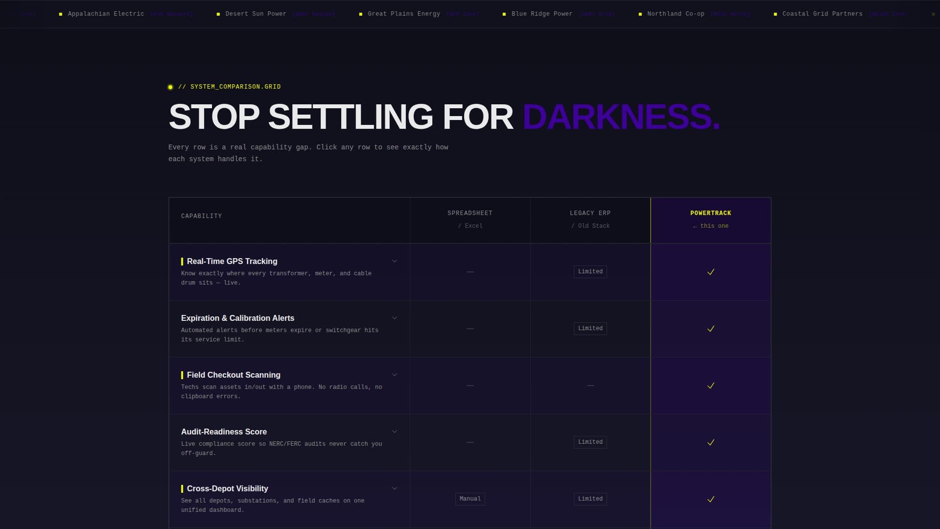 Powertrack - Bold Utility Landing Page Template