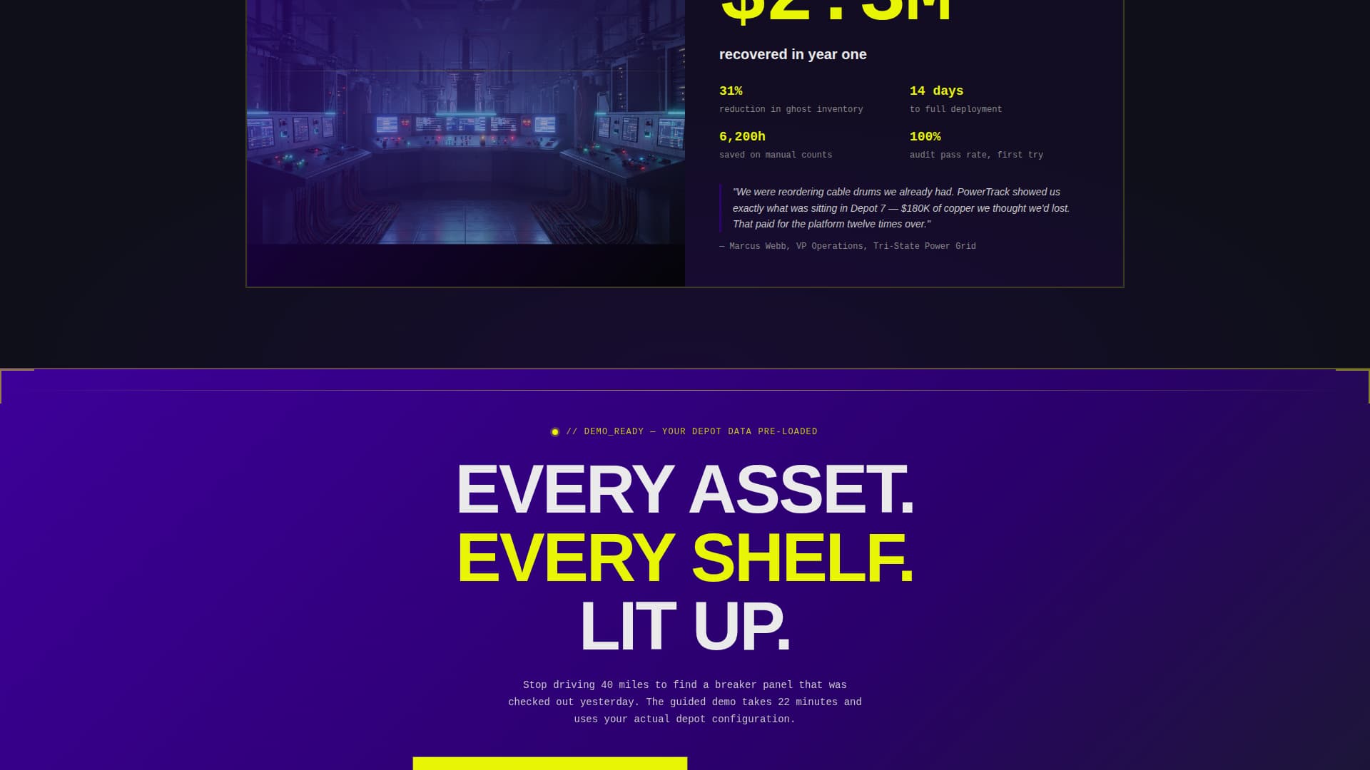 Powertrack - Bold Utility Landing Page Template