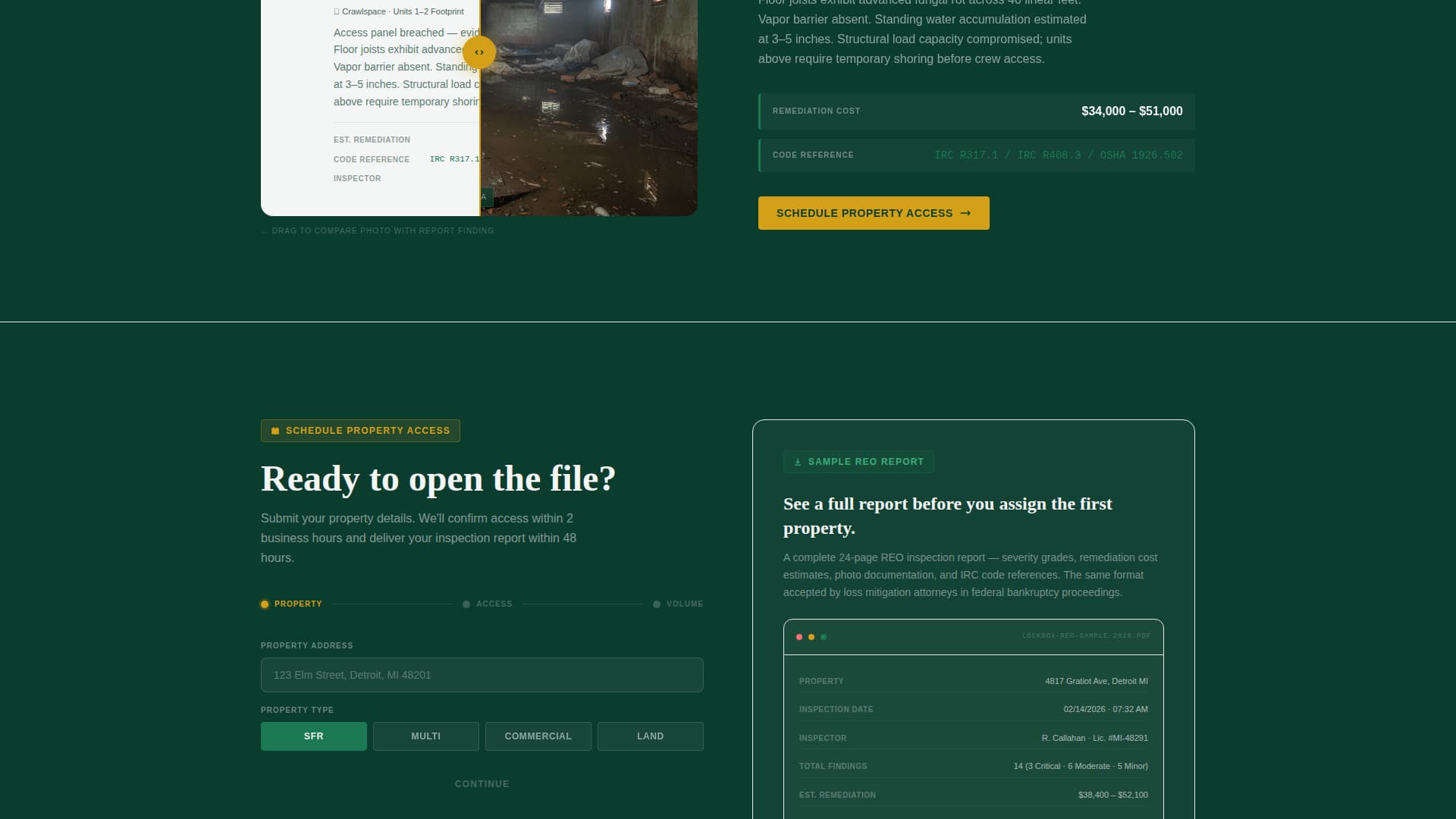 Lockbox - Authoritative REO Inspection Landing Page Template