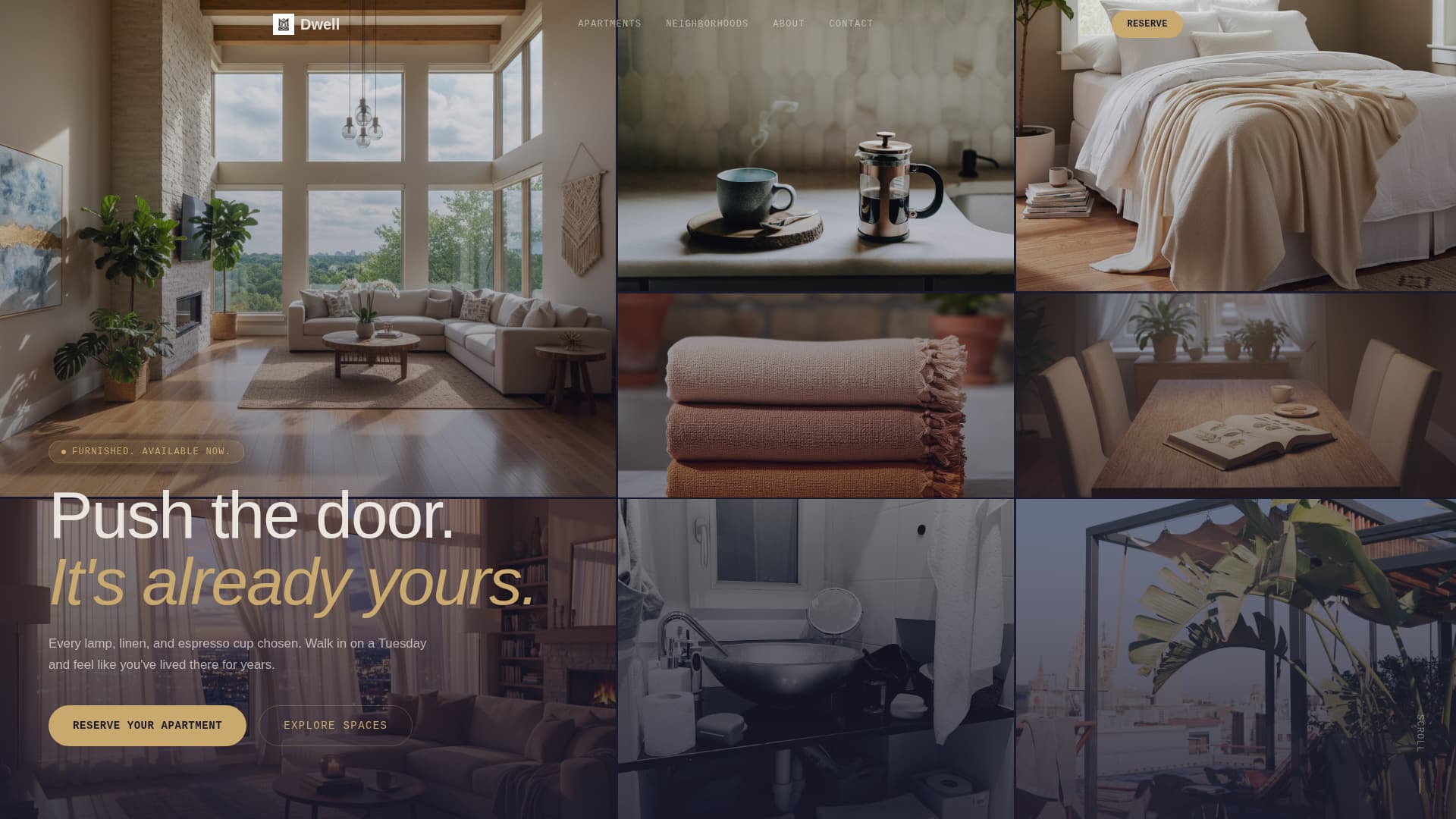 Dwell - Immersive Apartment Landing Page Template