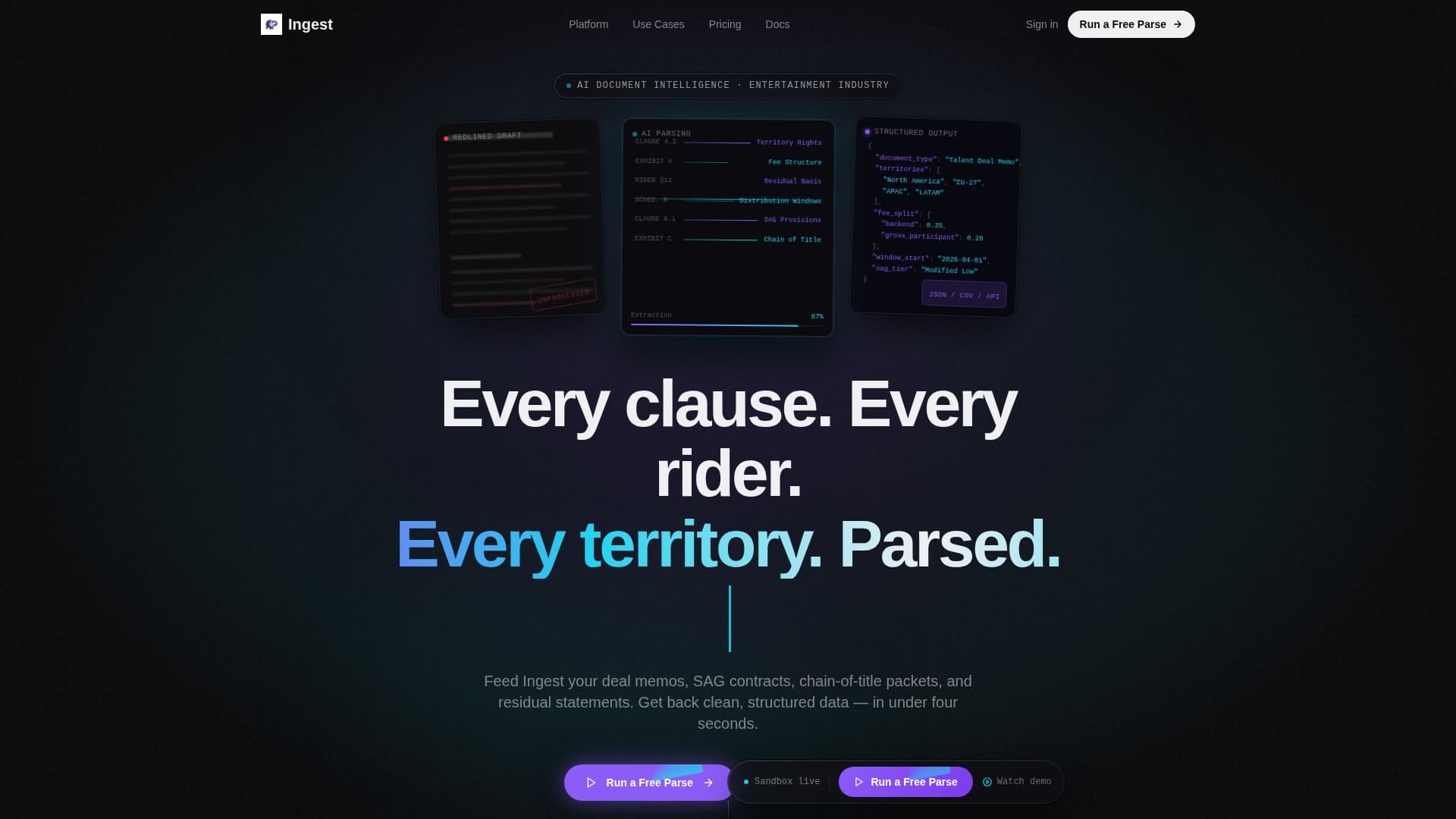 Ingest - Powerful Entertainment Landing Page Template