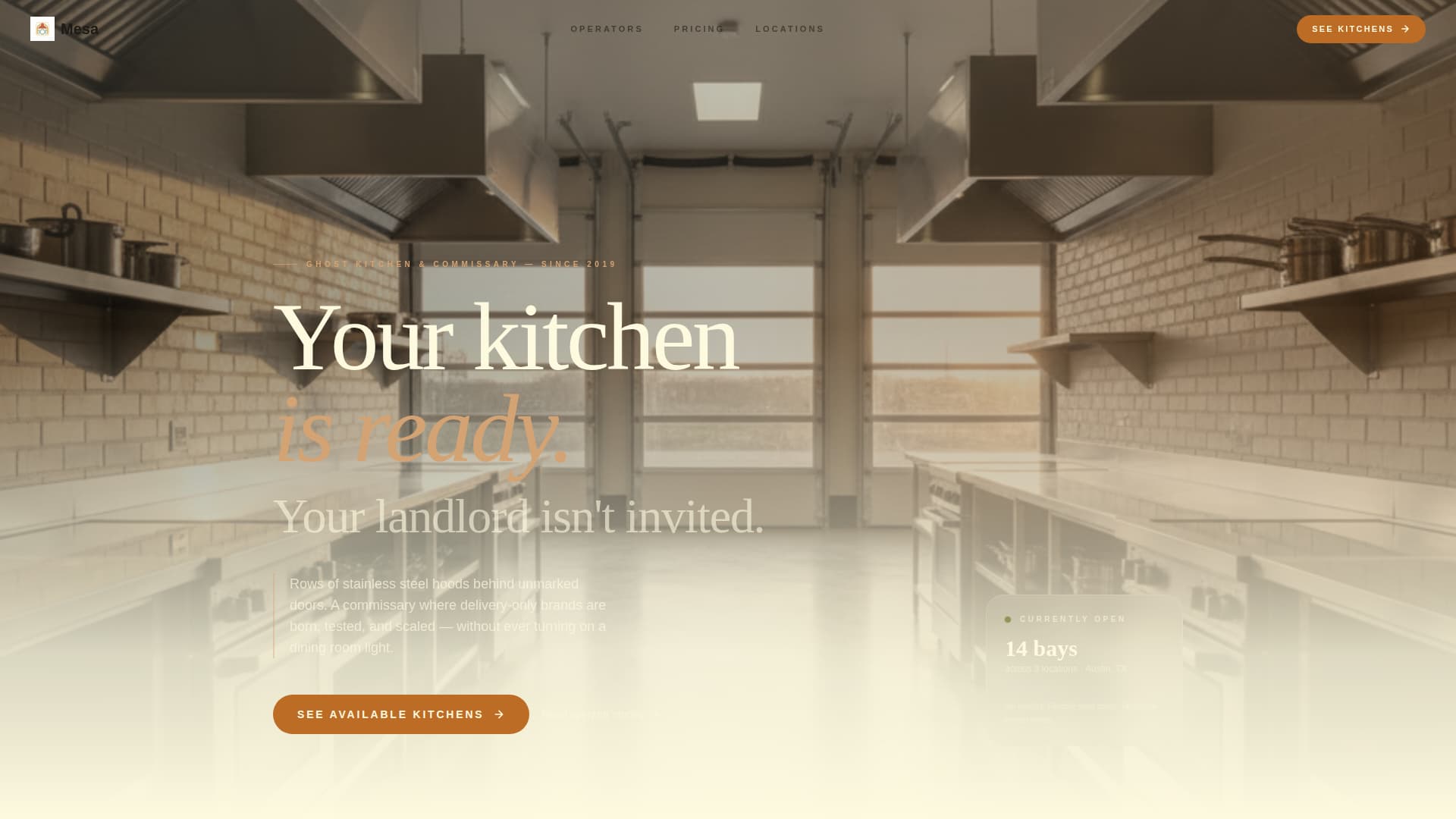 Mesa - Serene Ghostkitchen Landing Page Template