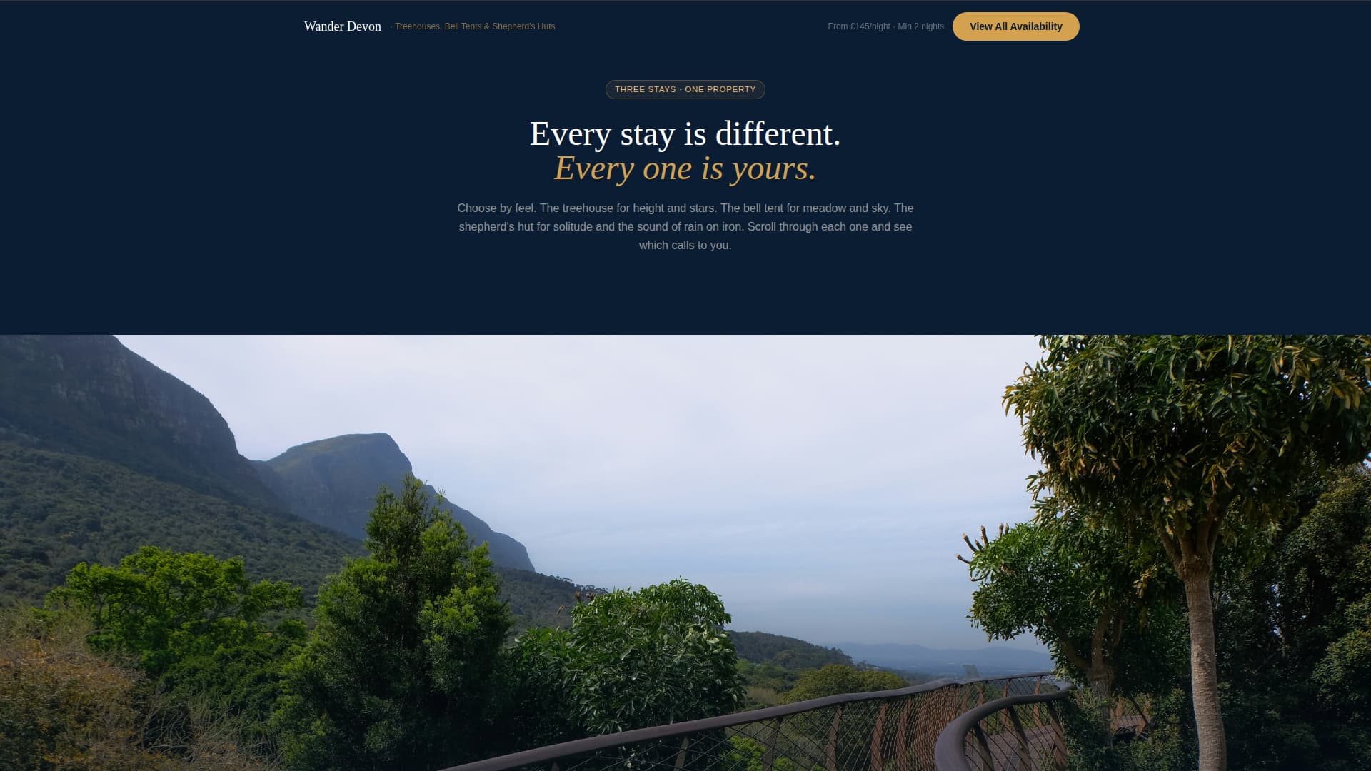 Wander - Immersive Glamping Landing Page Template