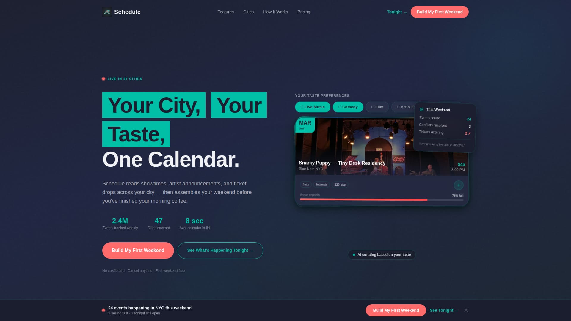 Schedule - Smart Entertainment Landing Page Template