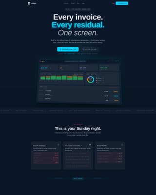 Ledger - Powerful Entertainment Landing Page Template