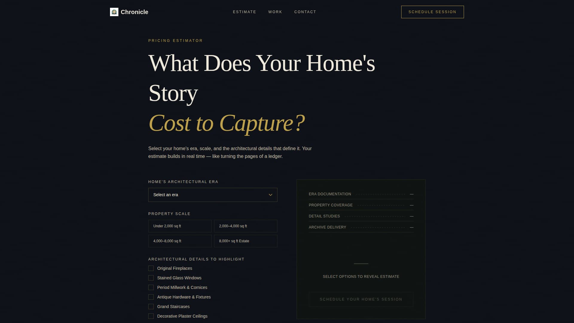 Chronicle - Immersive Historic Home Landing Page Template