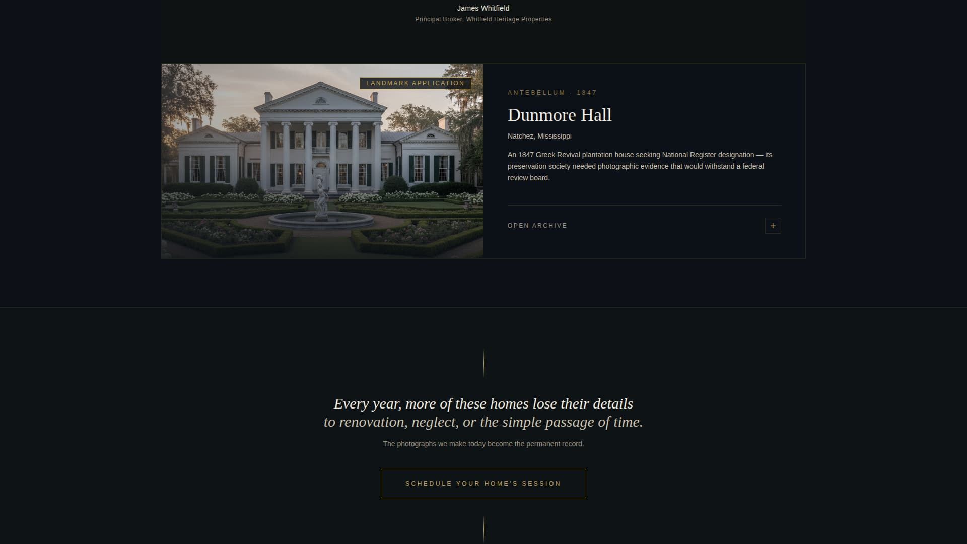 Chronicle - Immersive Historic Home Landing Page Template