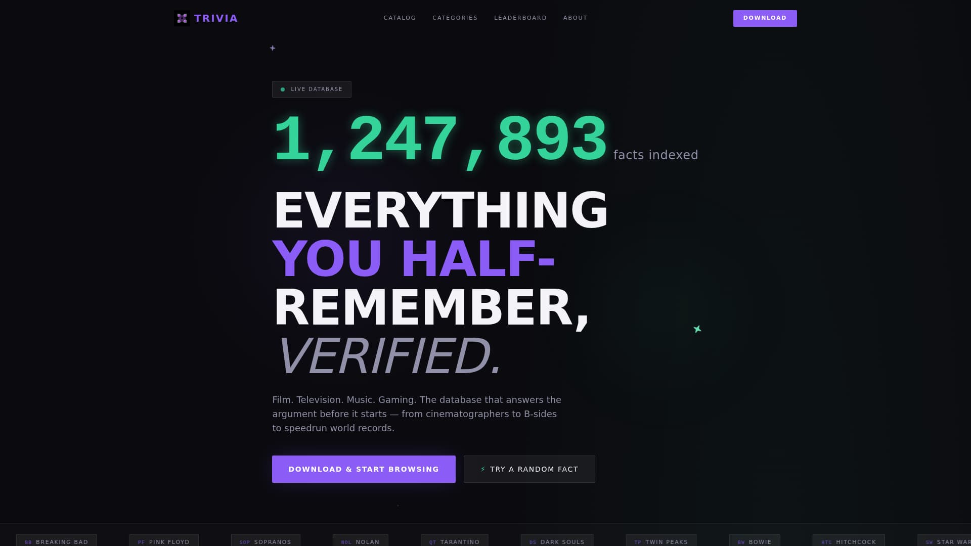Trivia - Electrifying Entertainment Landing Page Template
