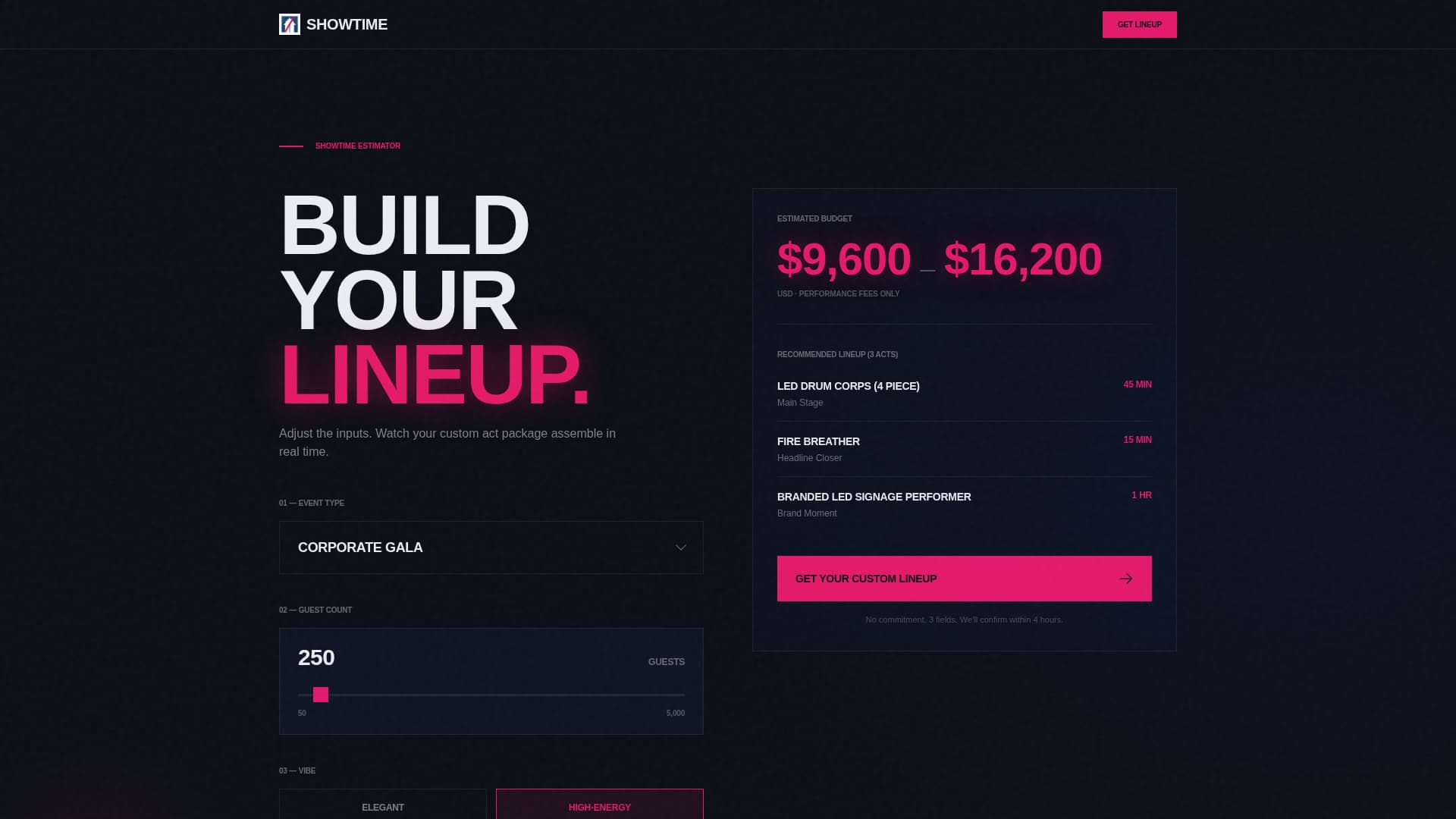 Showtime - Electrifying Entertainment Landing Page Template