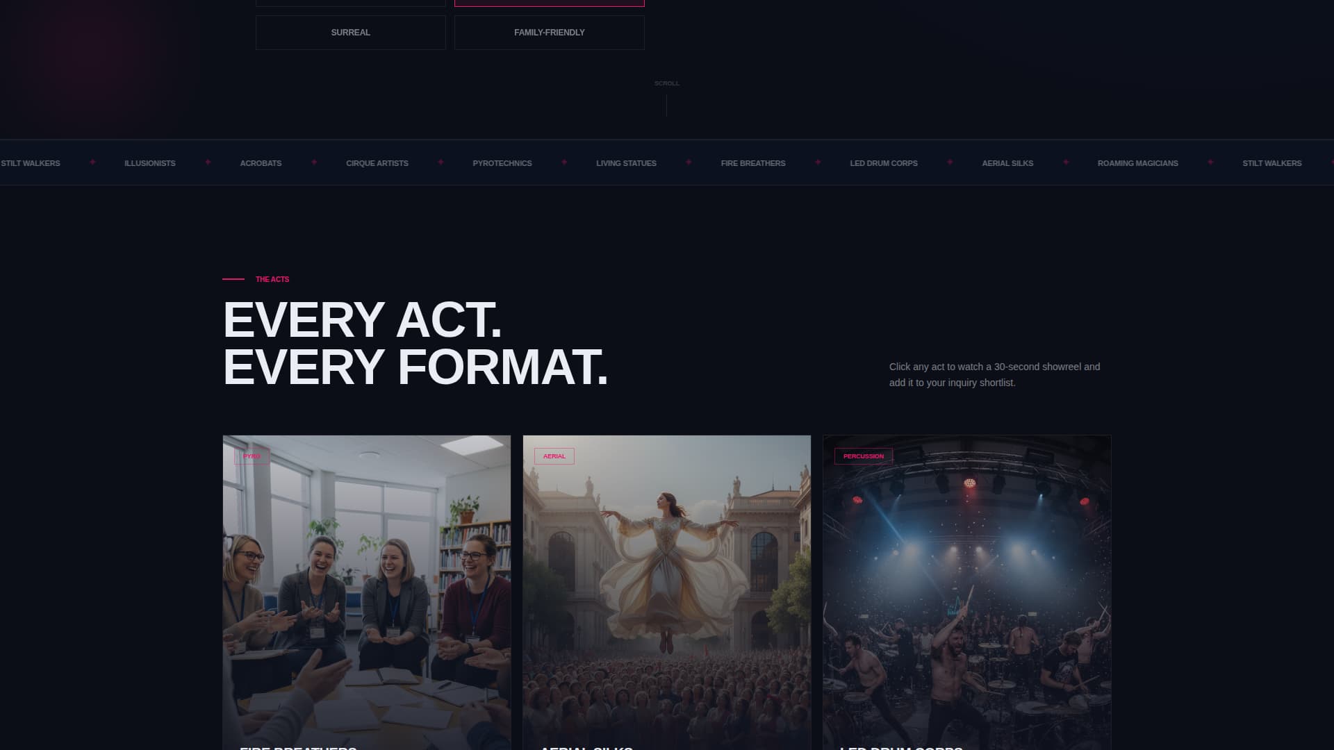 Showtime - Electrifying Entertainment Landing Page Template
