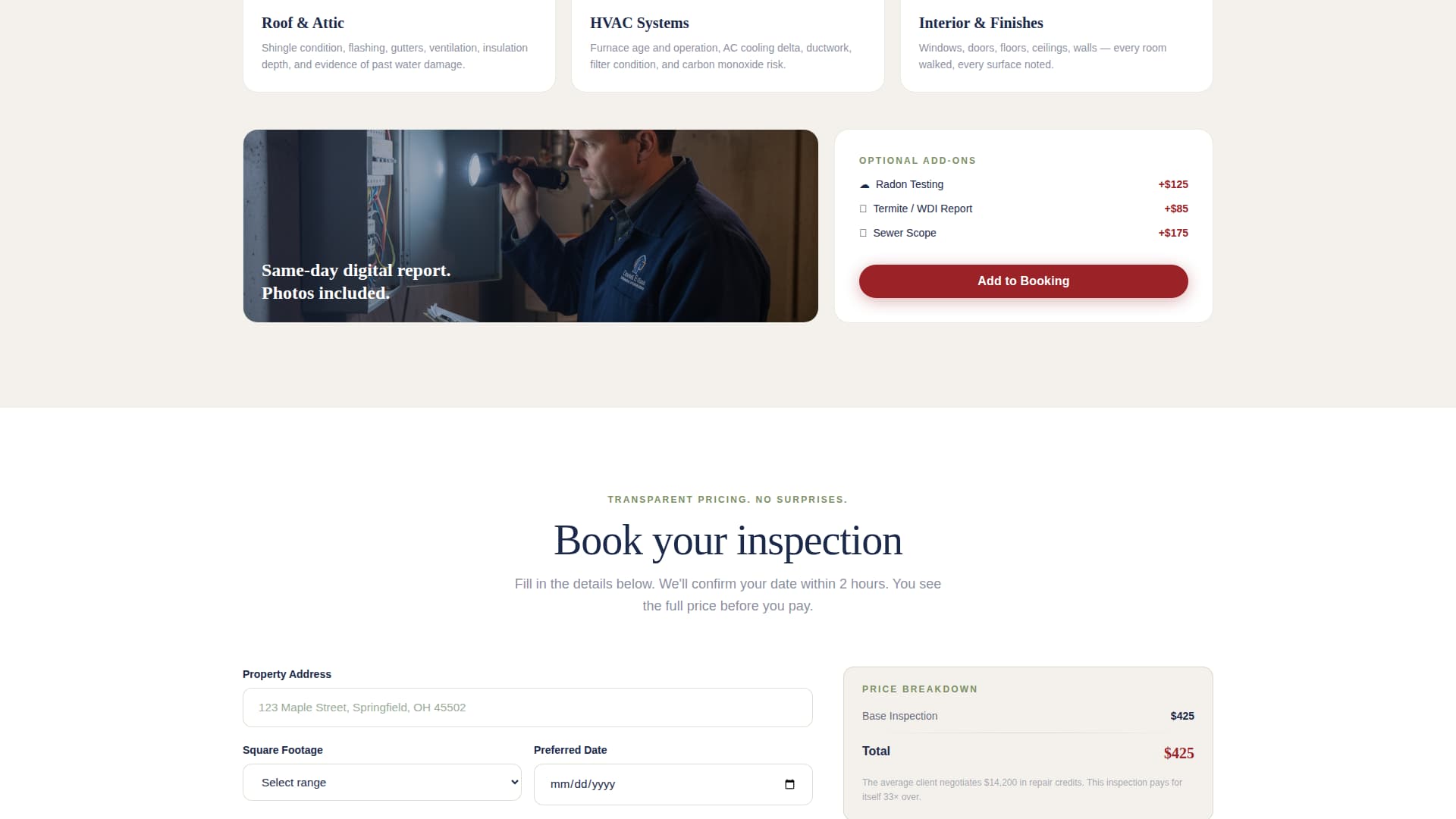 Inspect - Trusted Home Inspection Landing Page Template