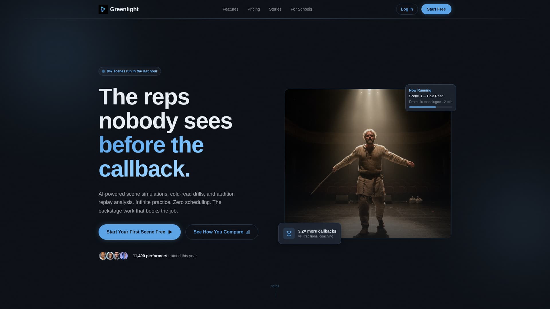 Greenlight - Powerful Entertainment Landing Page Template