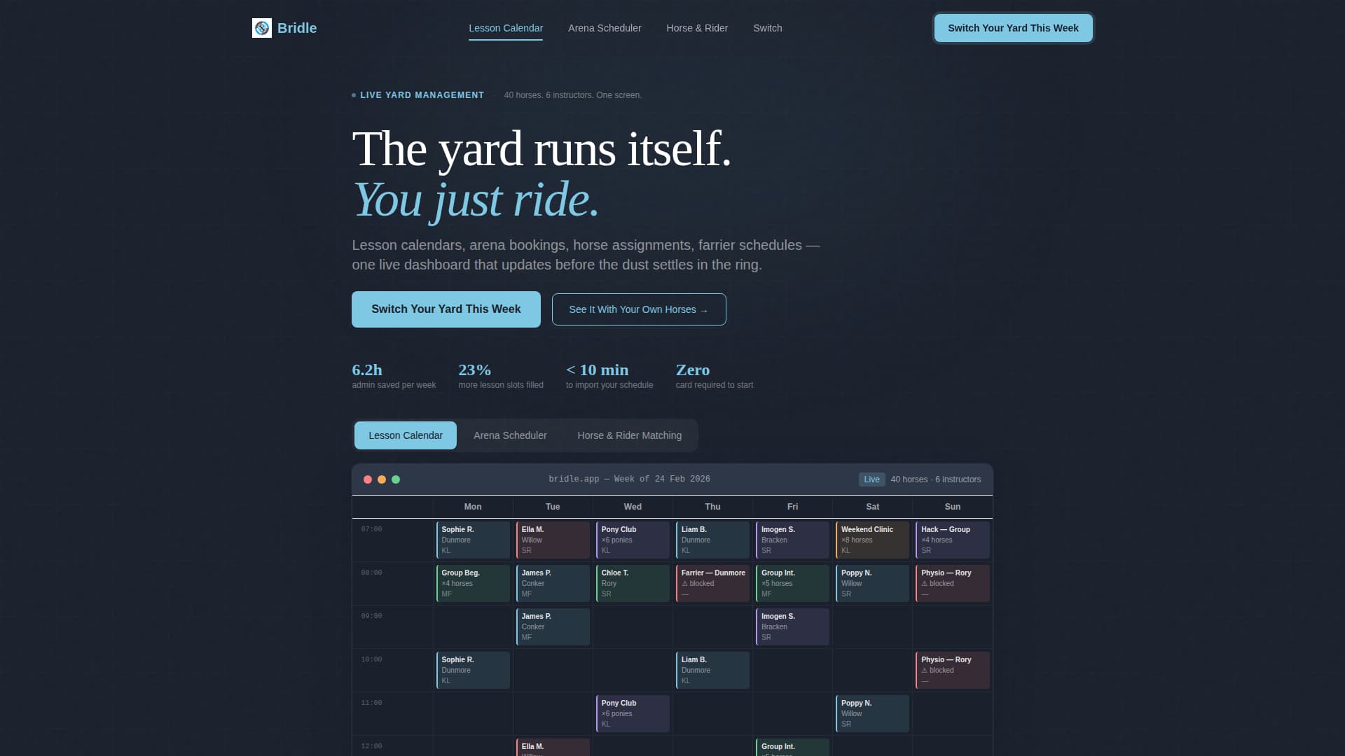 Equestrian Vertical SaaS Booking Website Template