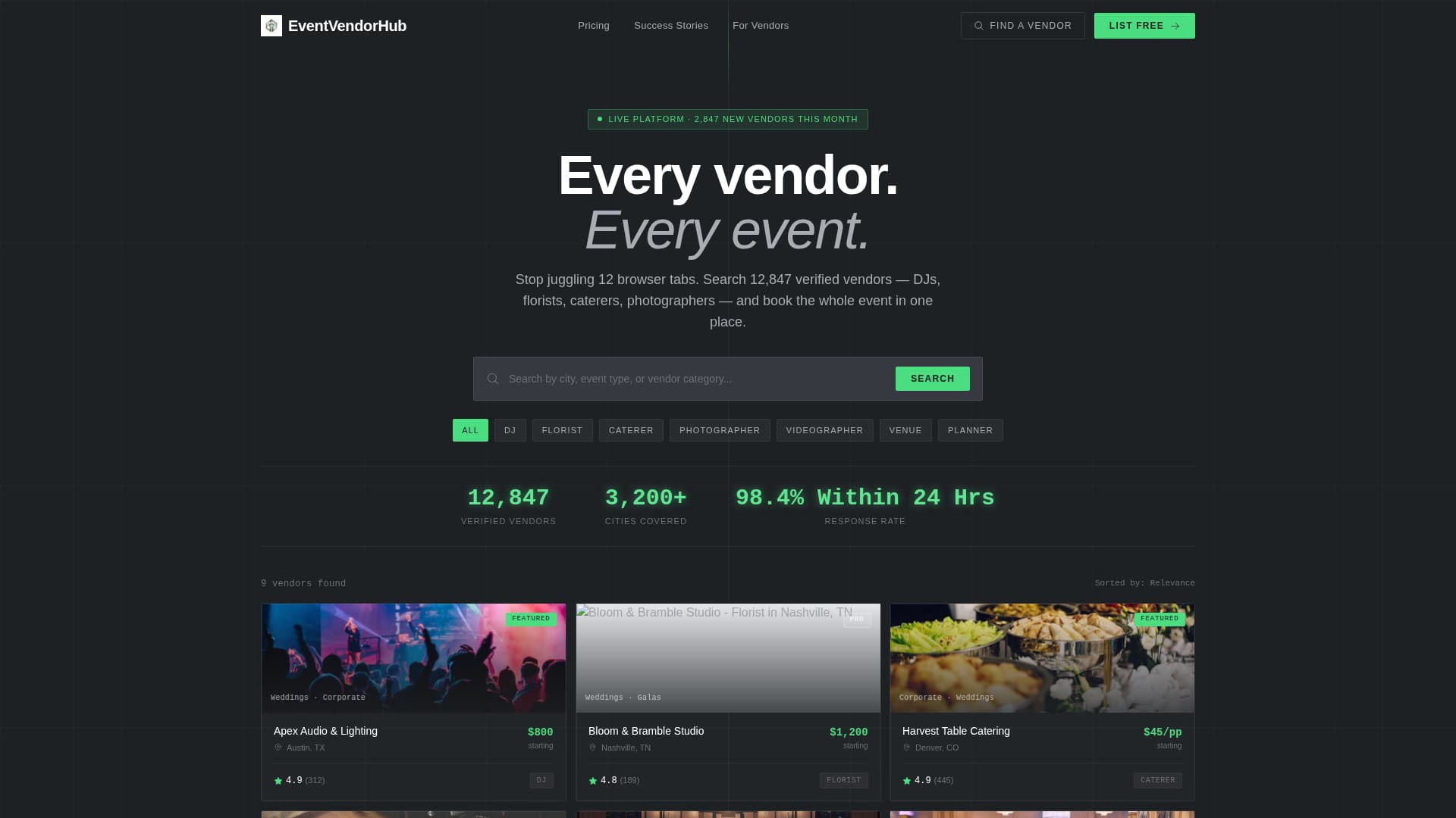 Event Planning Digital Presence Specialist Directory Website Template