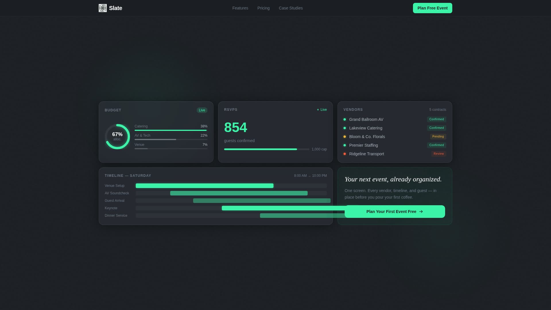 Event Planning Digital Presence Cost Calculator Website Template