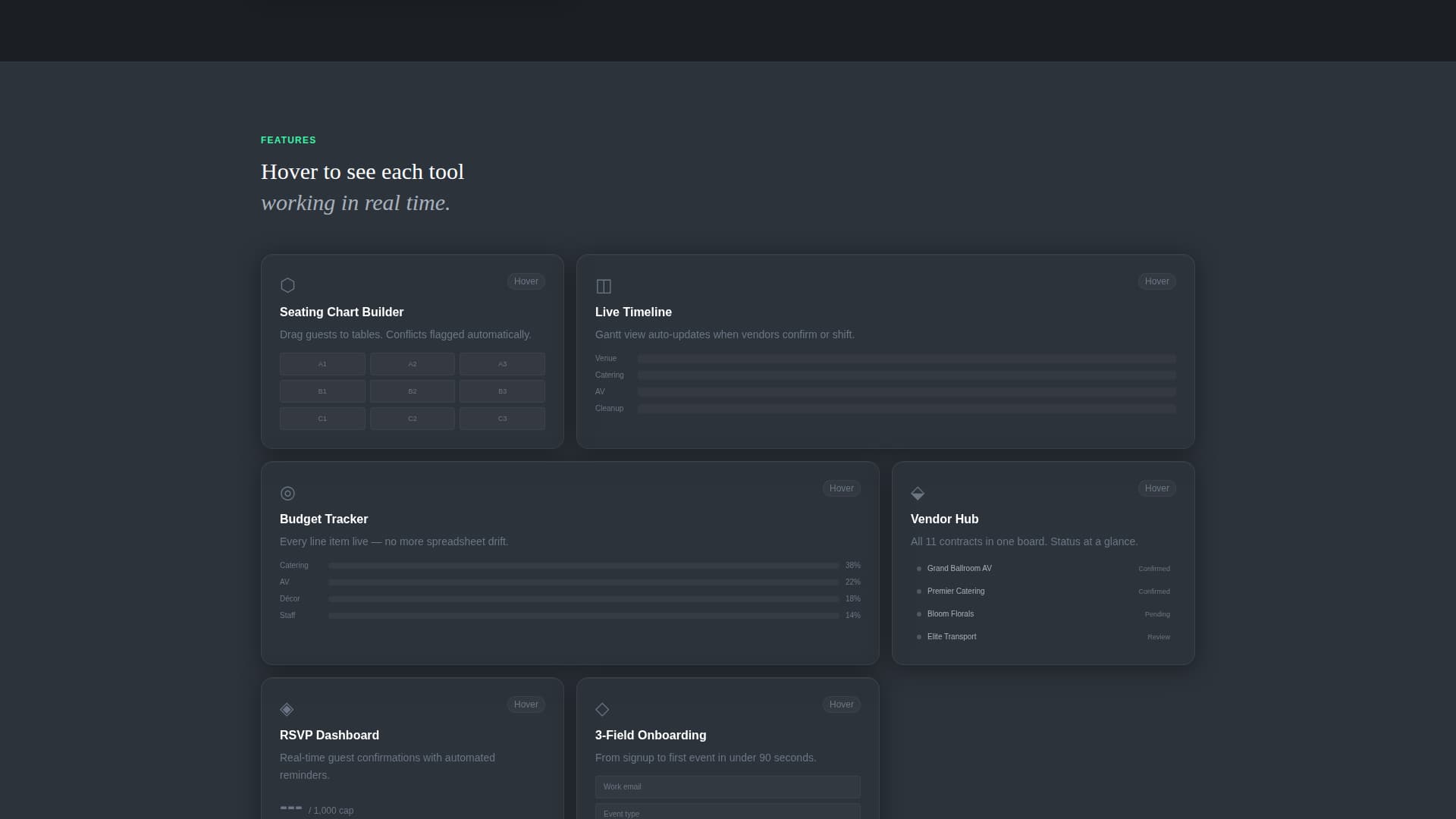 Event Planning Digital Presence Cost Calculator Website Template