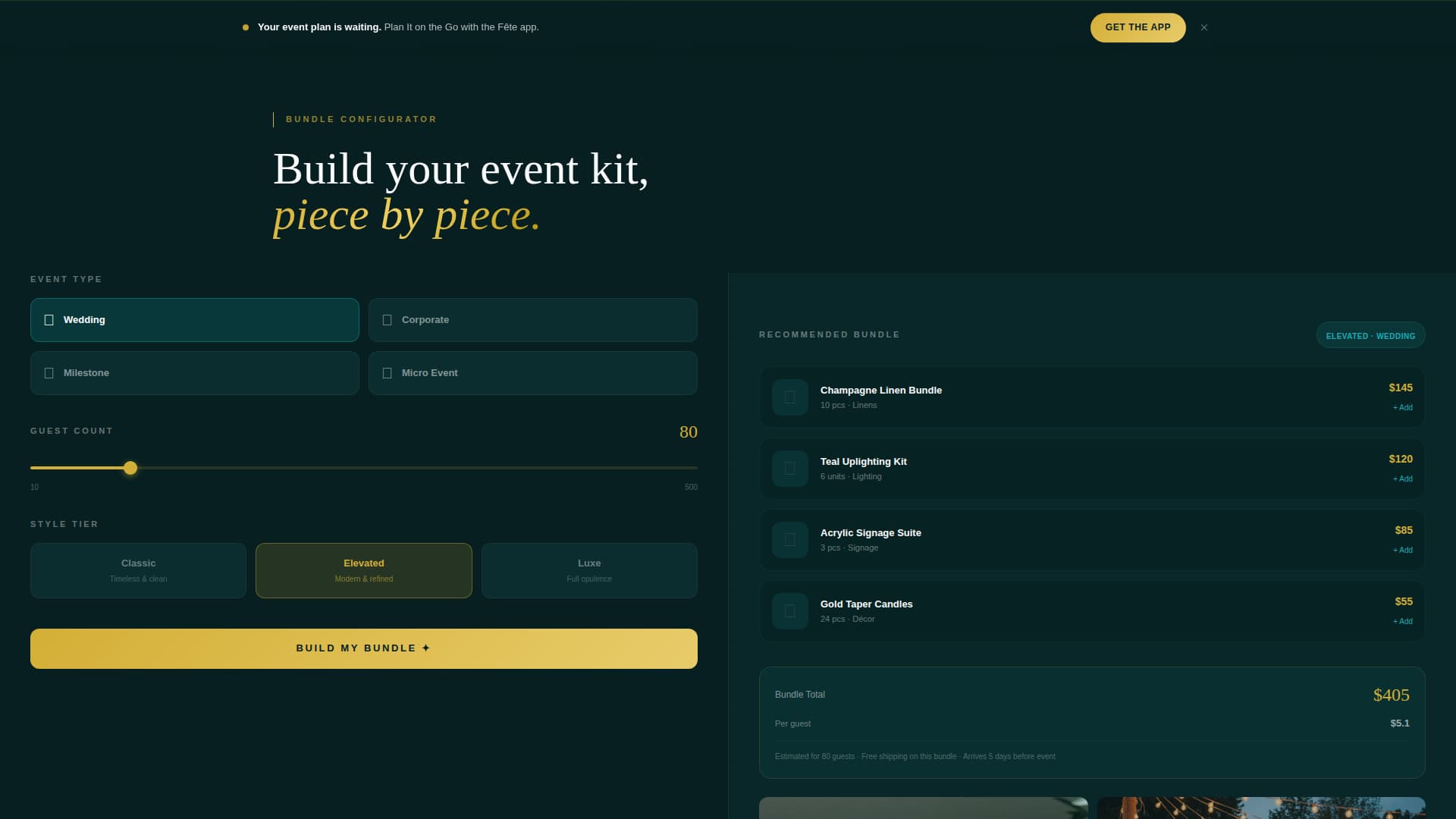 Event Planning Digital Presence Advanced Cost Calculator Website Template