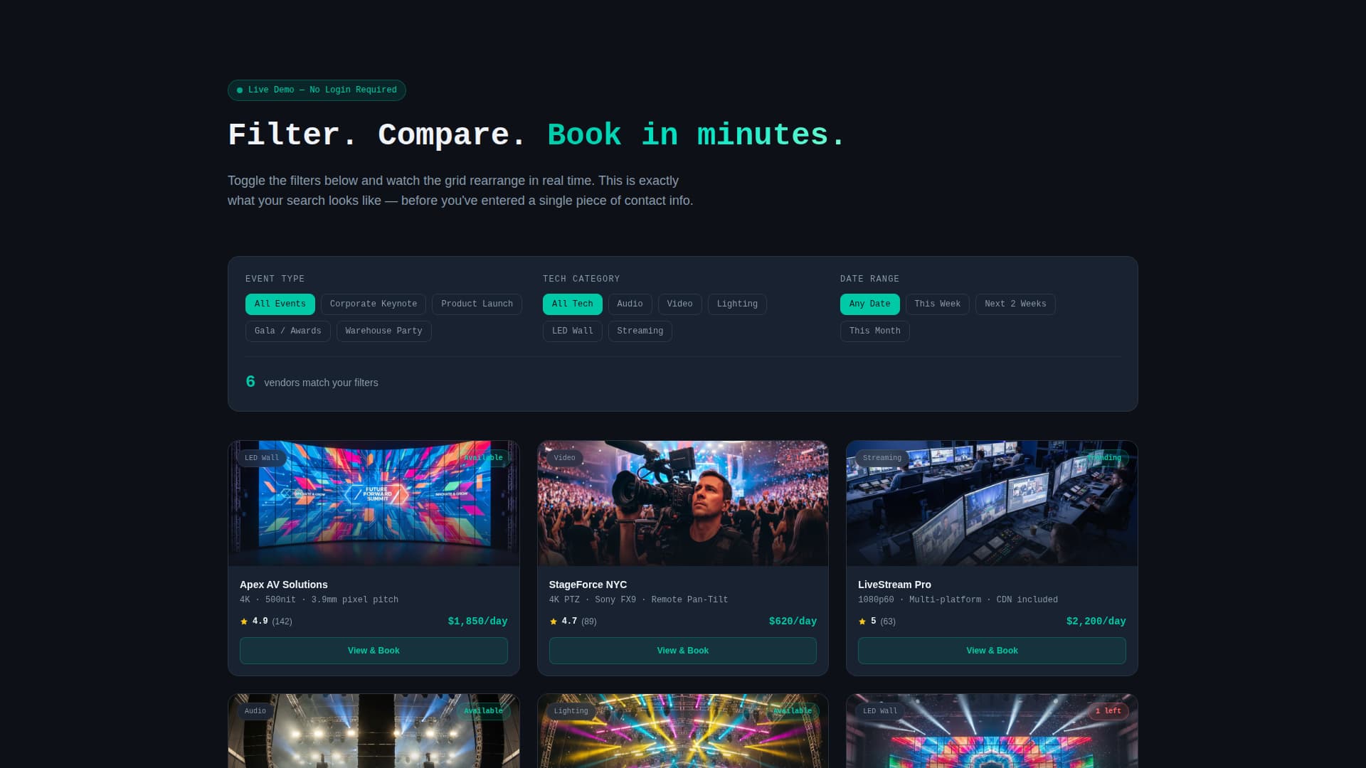 Event Tech Vertical SaaS Booking Website Template