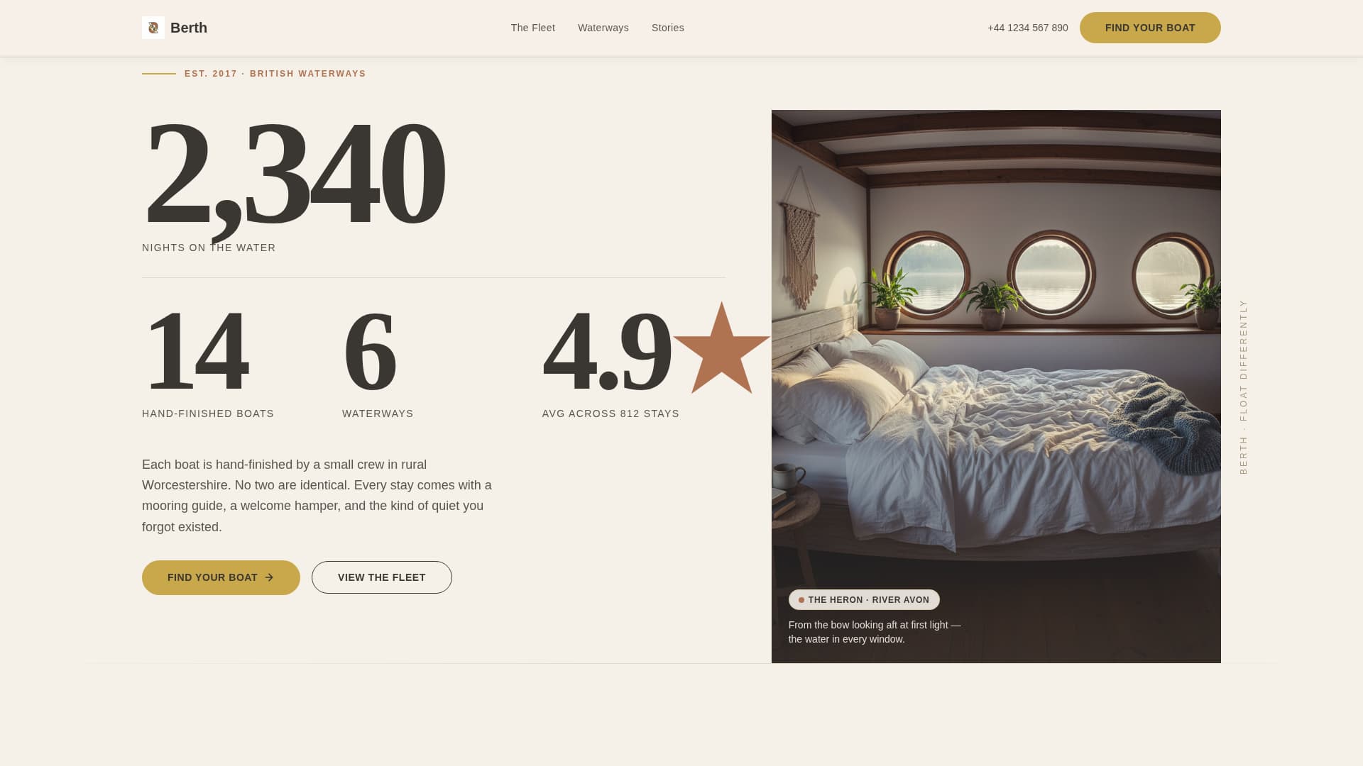 Berth - Handcrafted Houseboat Landing Page Template