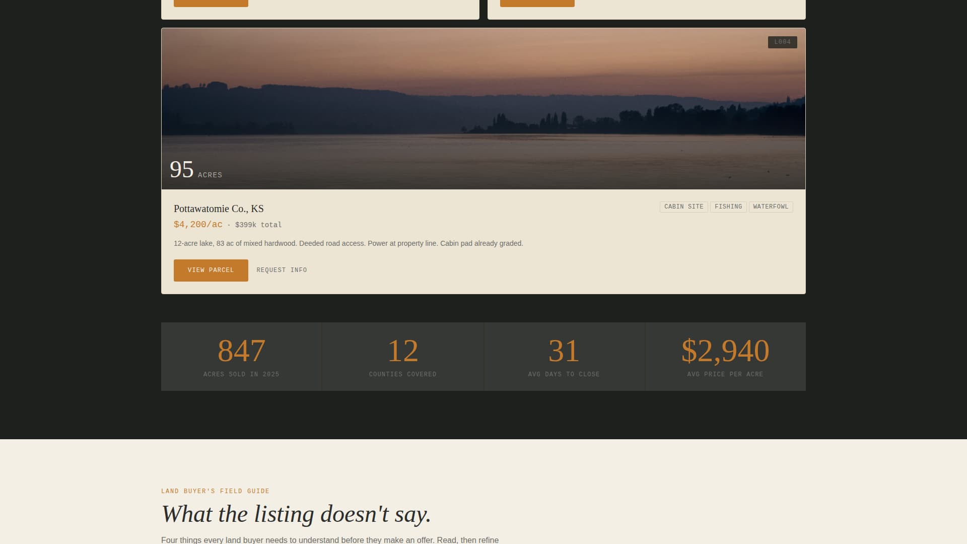 Acreage - Immersive Landbrokerage Landing Page Template