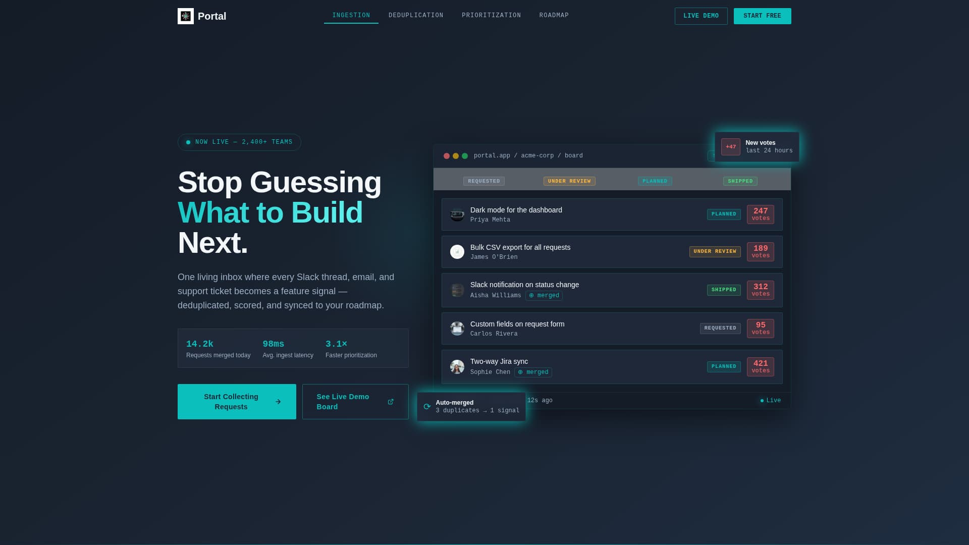 Portal - Dynamic Feature Request Landing Page Template