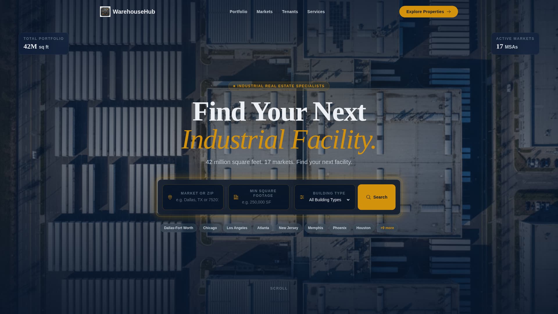 Warehousehub - Precision Industrial Landing Page Template