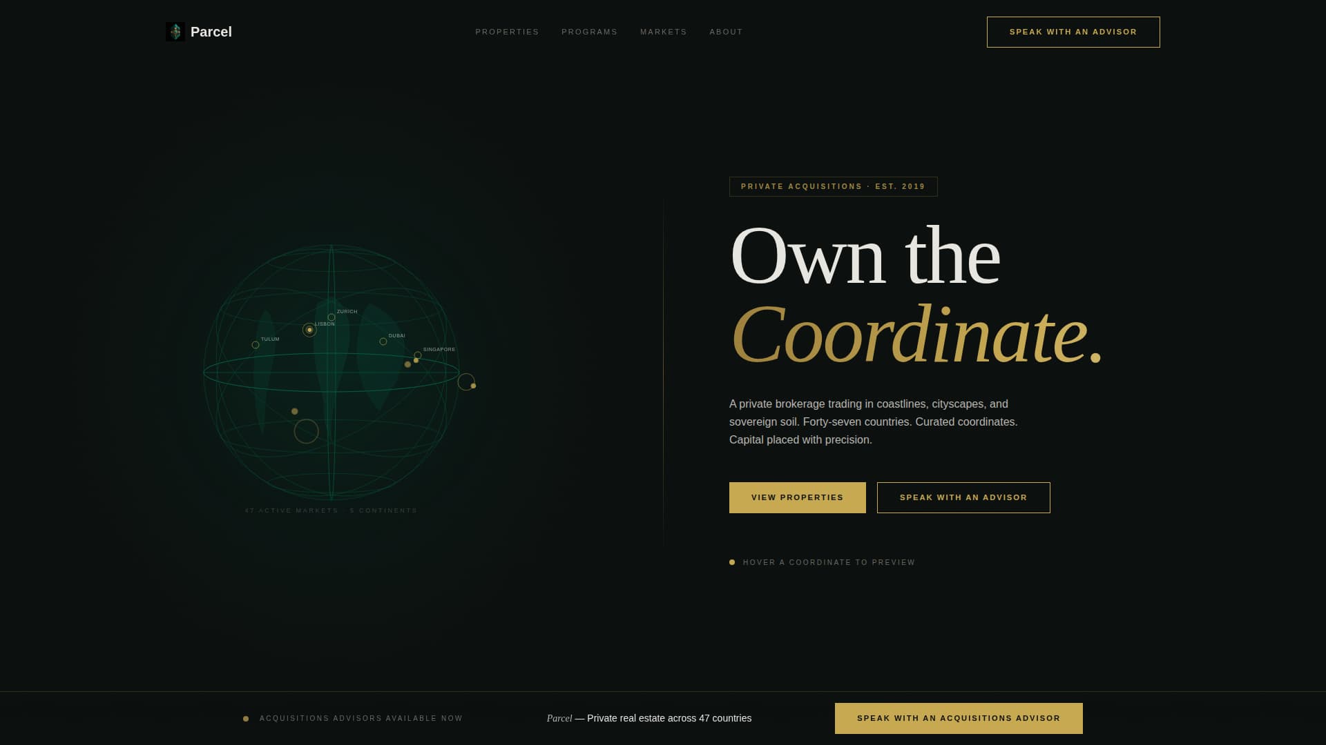 Parcel - Immersive Brokerage Landing Page Template