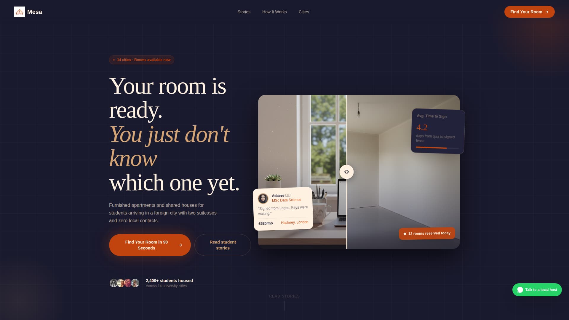 Mesa - Immersive Studenthousing Landing Page Template