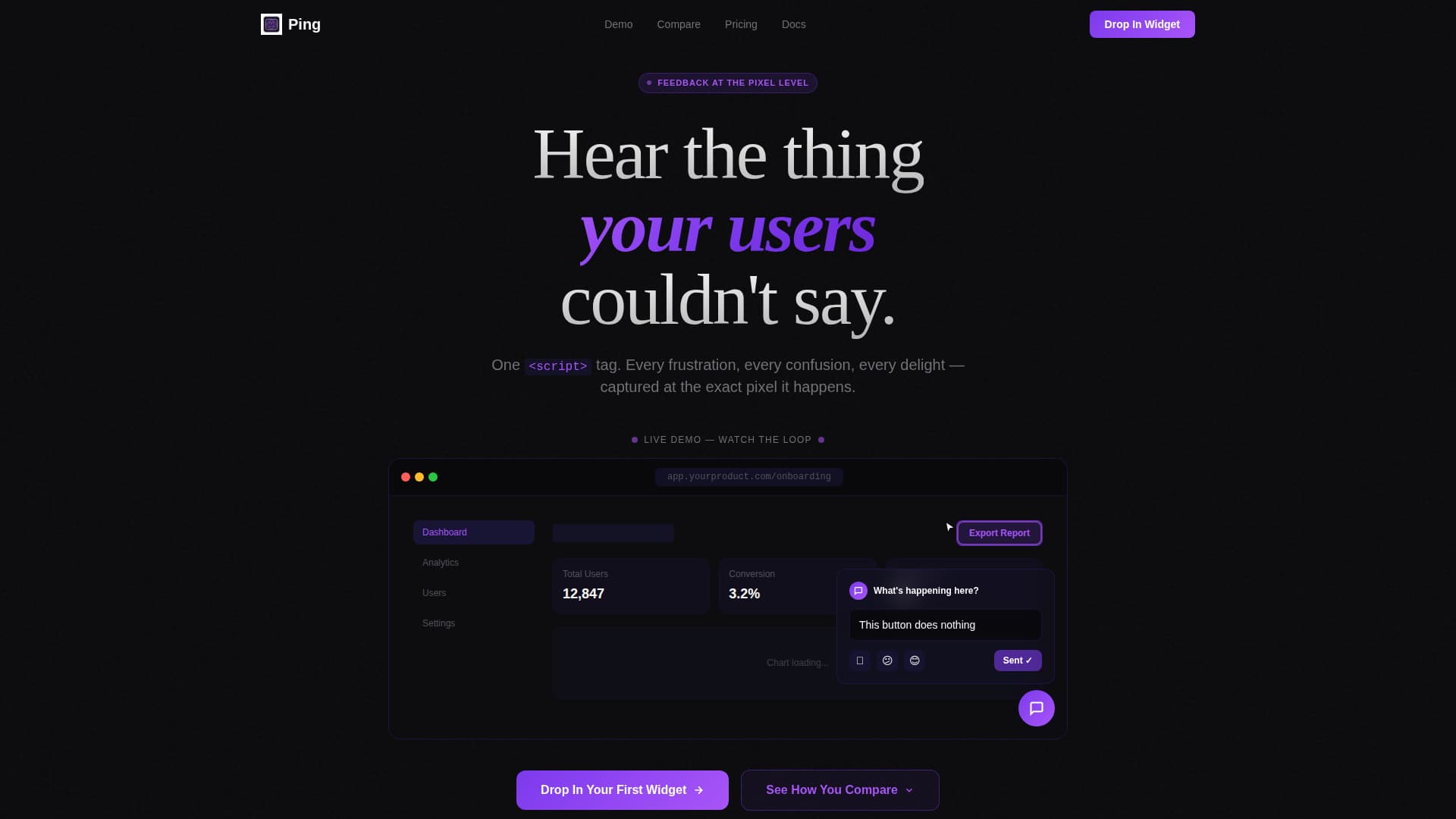 Ping - Instant Feedback Landing Page Template