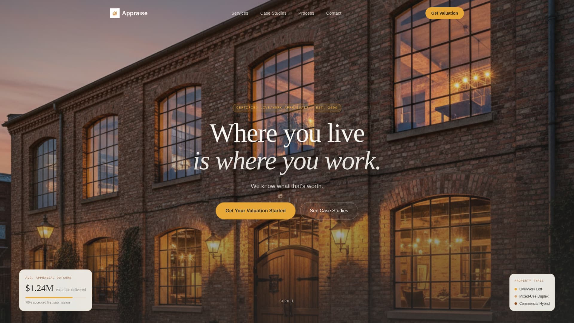Appraise - Authoritative Livework Landing Page Template