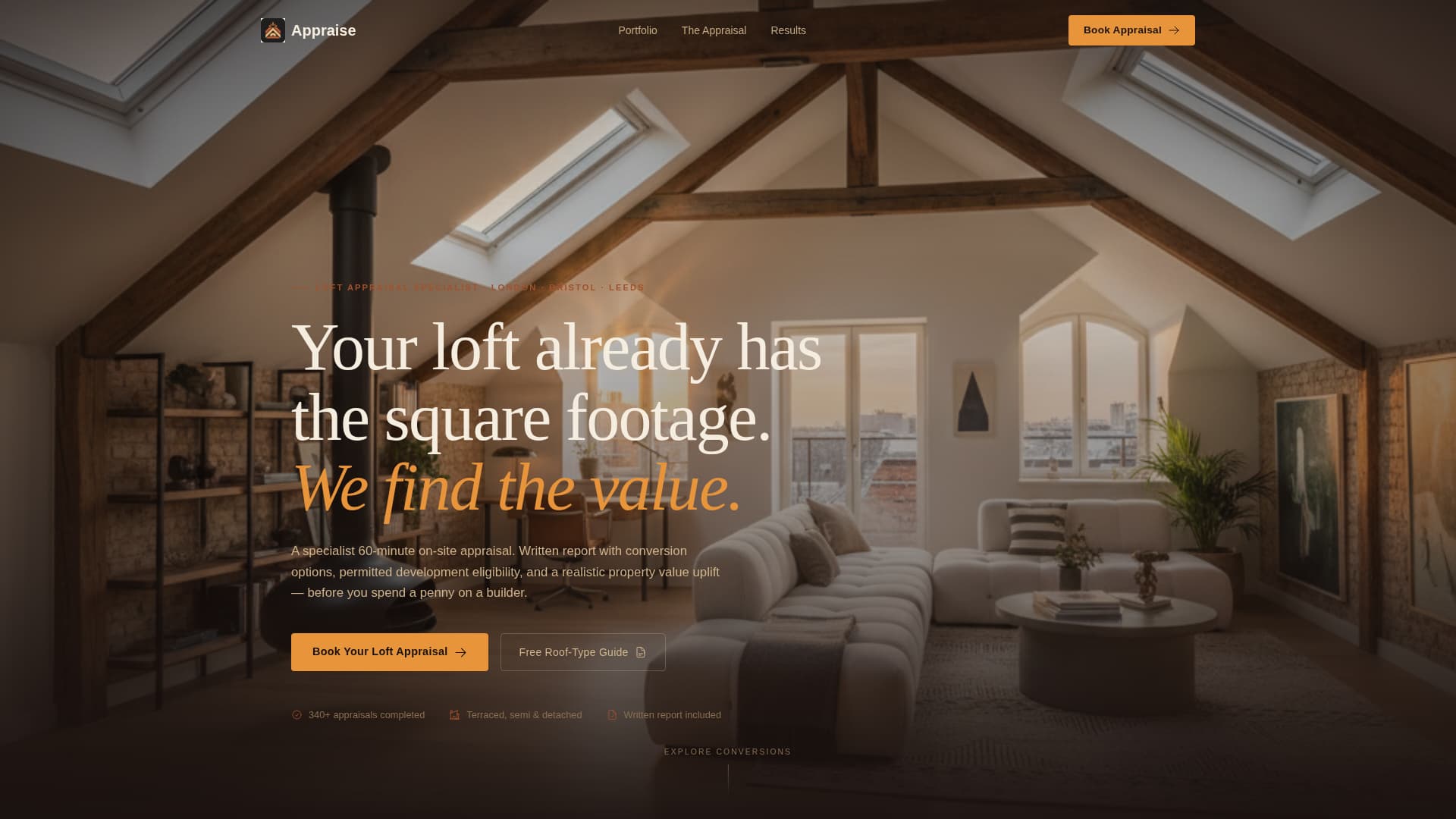 Appraise - Immersive Loftconversion Landing Page Template