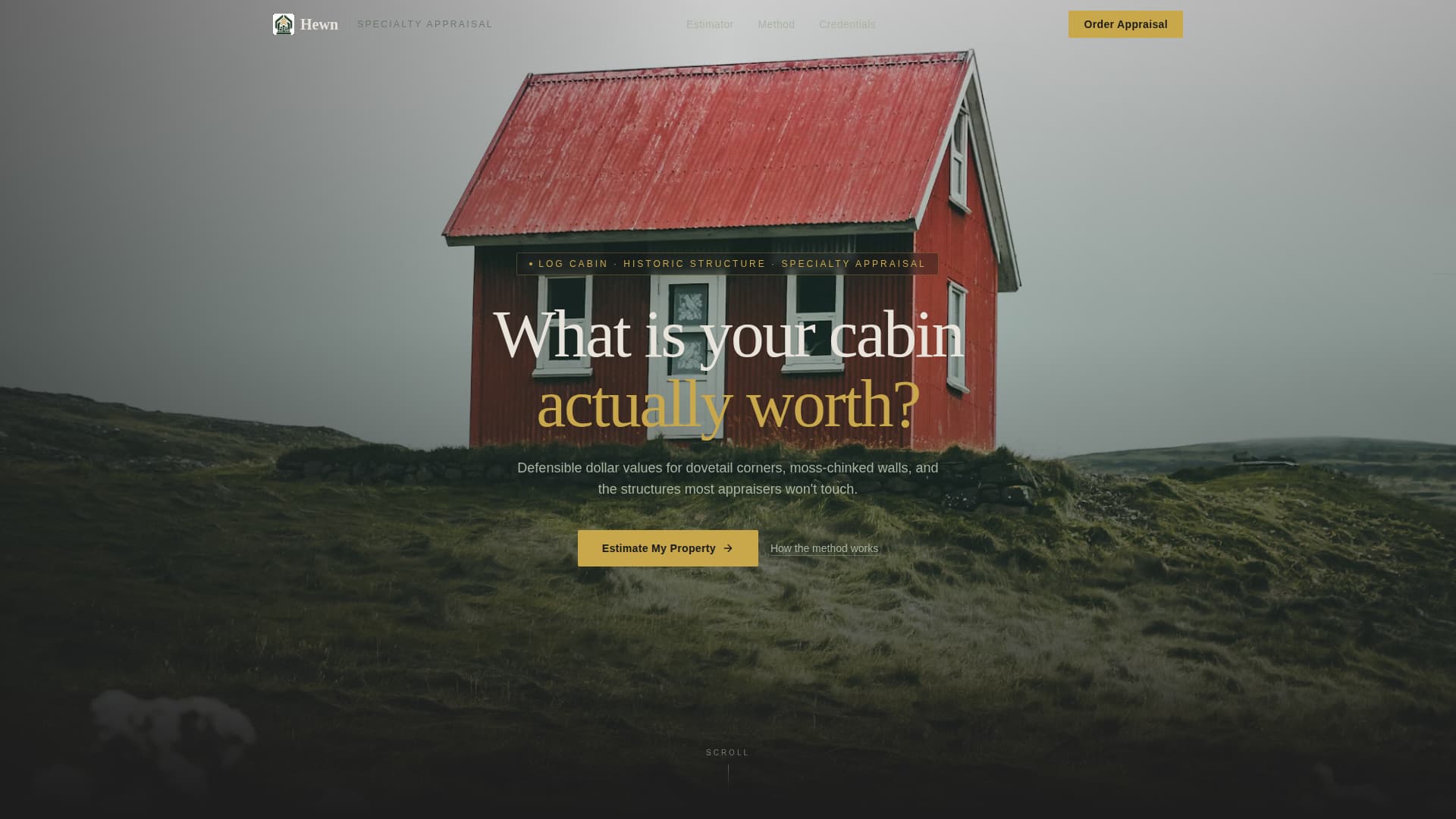 Hewn - Authoritative Logcabinappraiser Landing Page Template